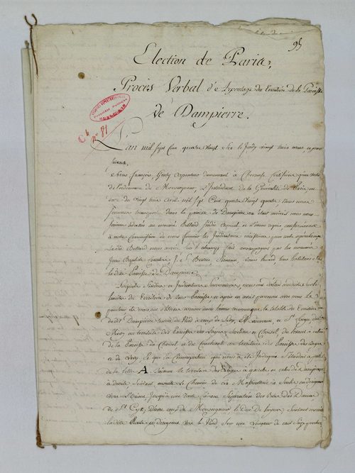 Dampierre-en-Yvelines - Procès-verbal d'arpentage du territoire de la paroisse de Dampierre-en-Yvelines