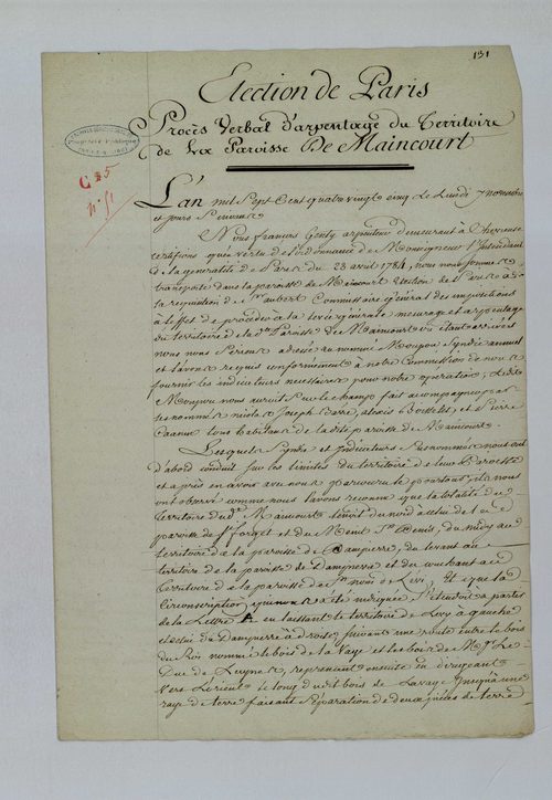 Dampierre-en-Yvelines - Procès-verbal d'arpentage du territoire de la paroisse de Dampierre-en-Yvelines