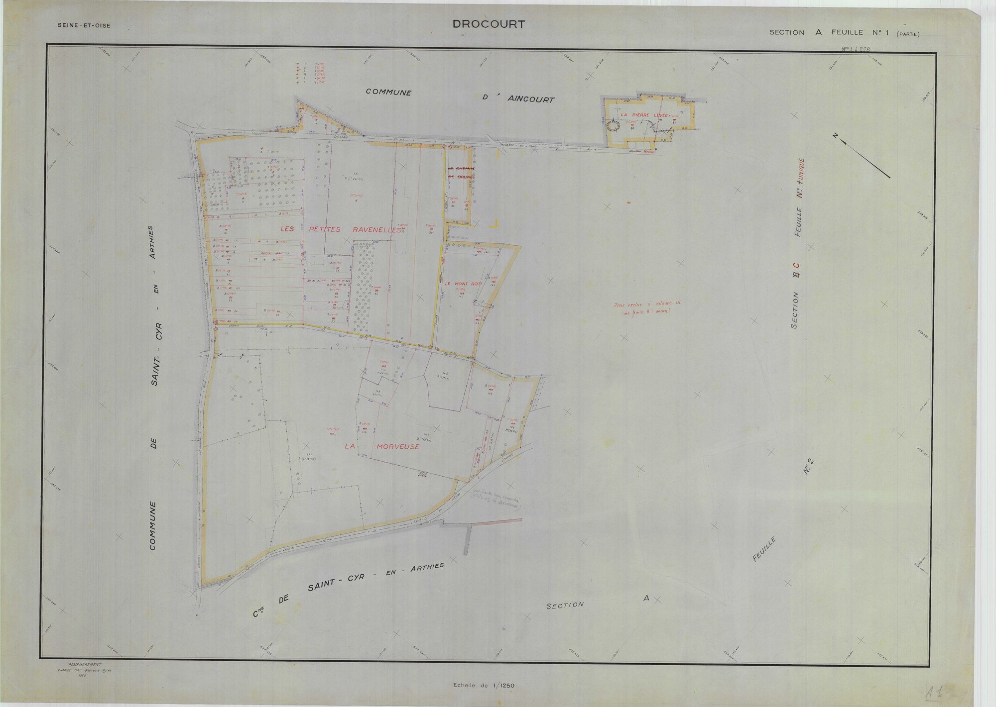 Drocourt - Plans du cadastre remembré