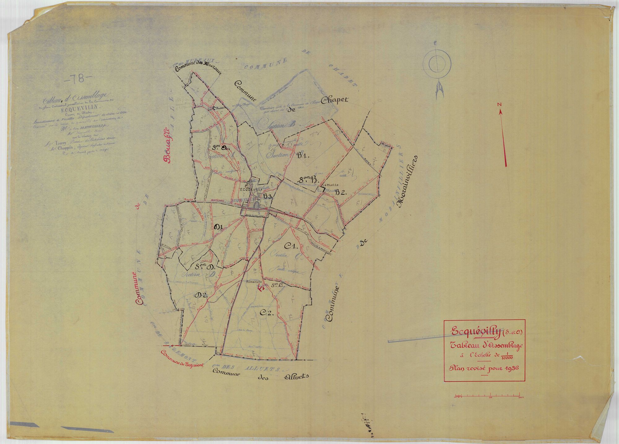 Ecquevilly - Plans du cadastre rénové