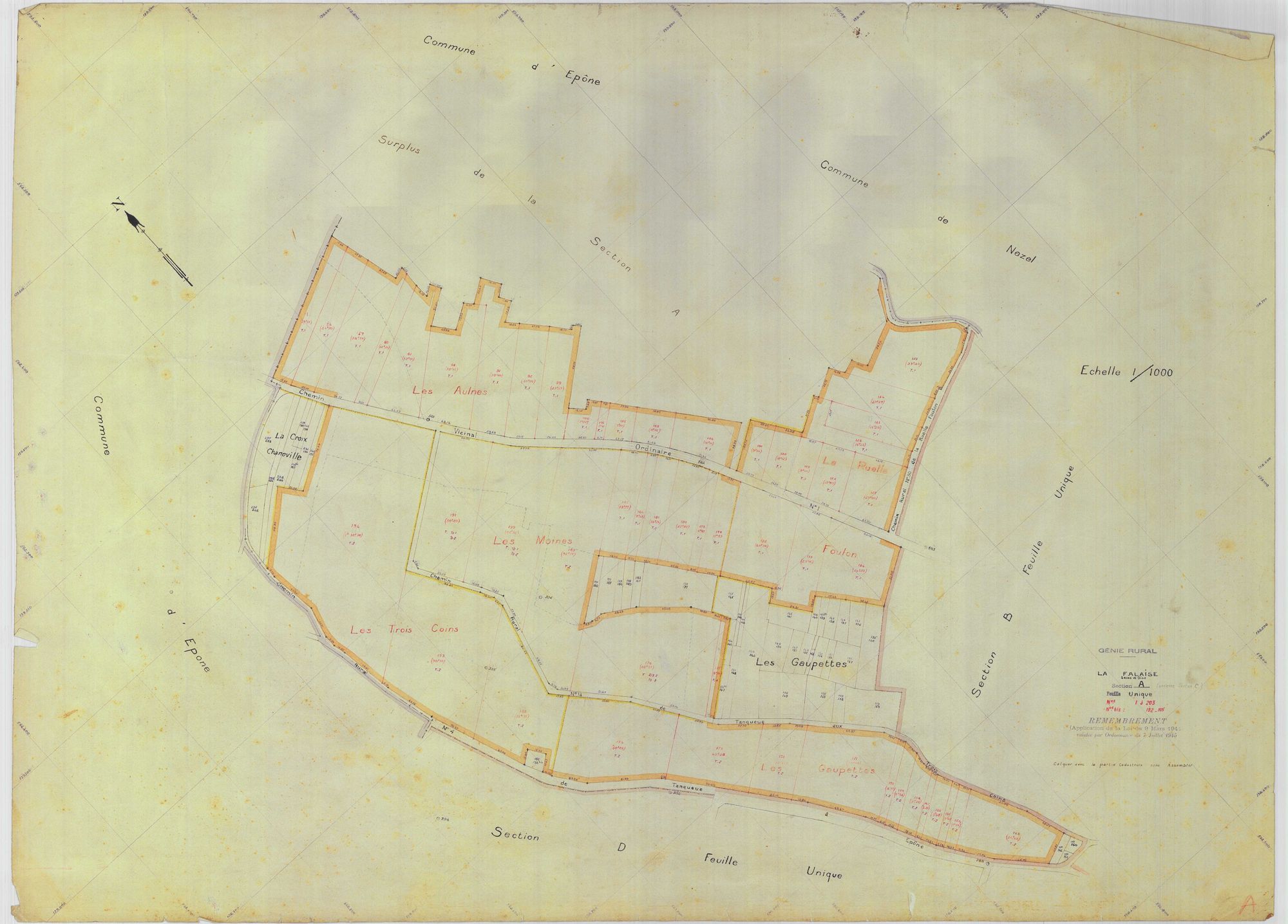 La Falaise - Plans du cadastre remembré