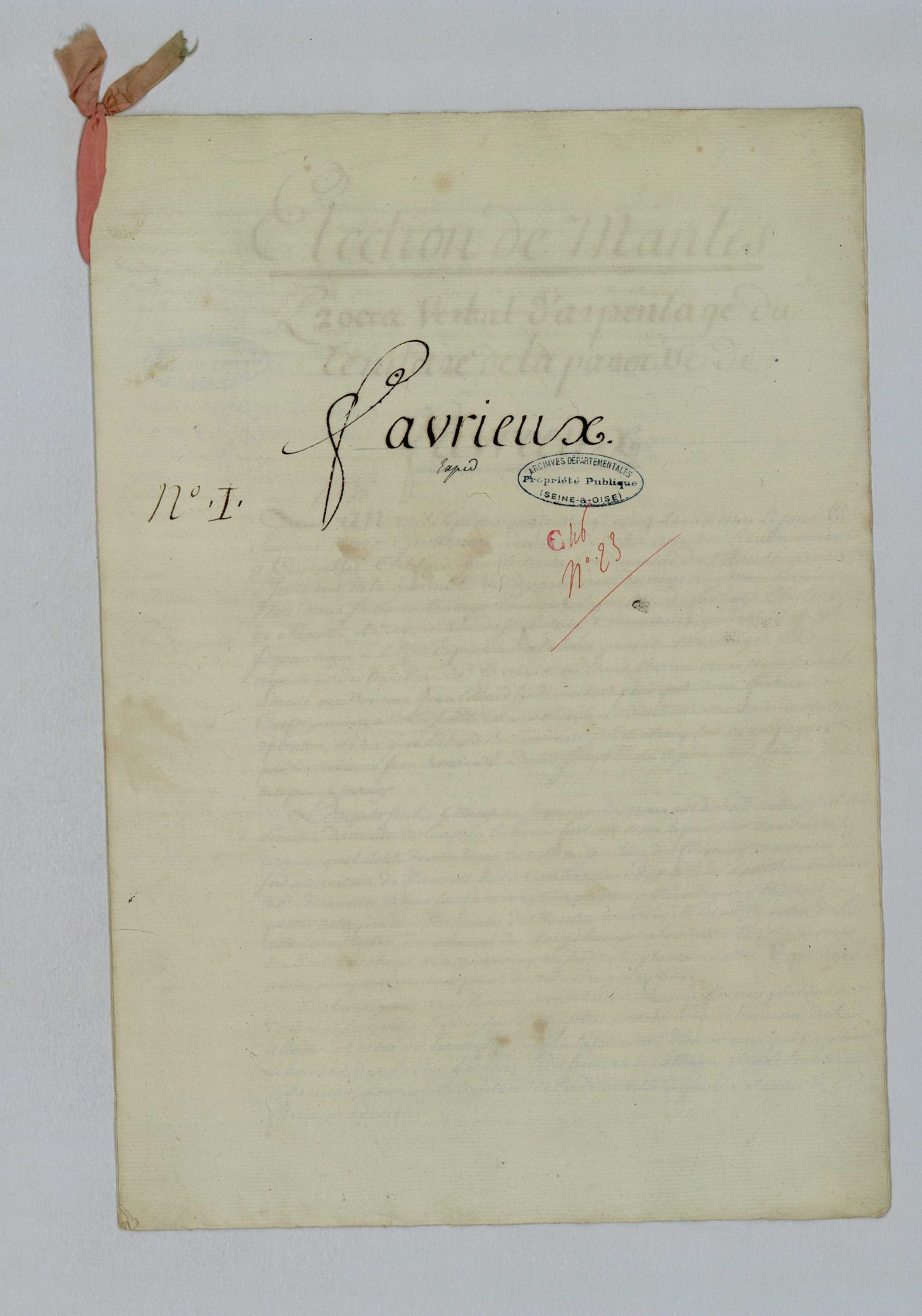 Favrieux - Procès-verbal d'arpentage du territoire de la paroisse de Favrieux