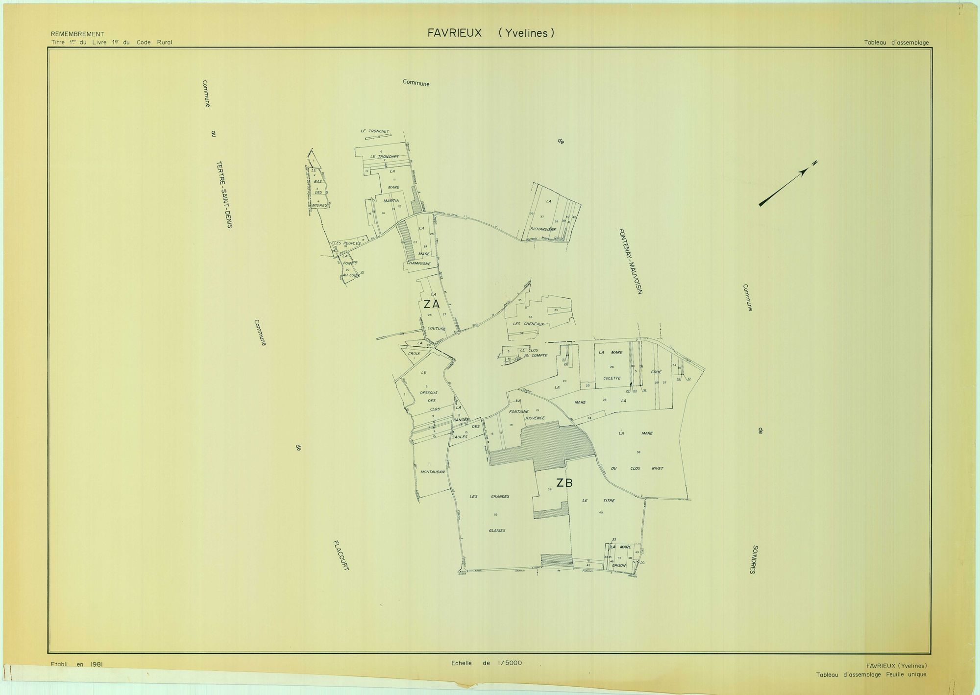 Favrieux - Plans du cadastre remembré