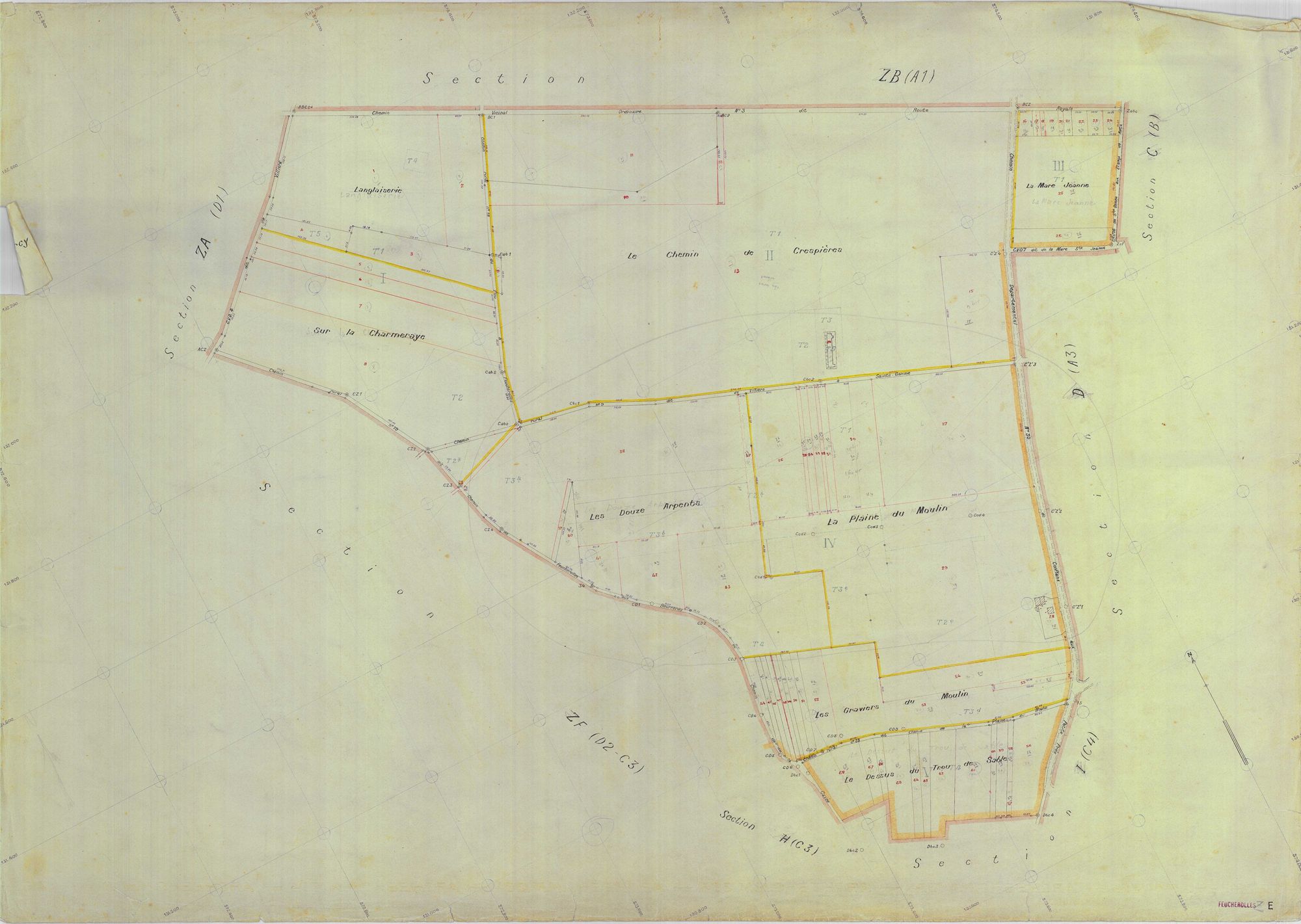 Feucherolles - Plans du cadastre remembré
