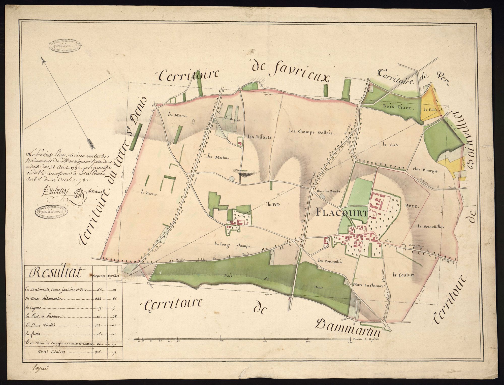 Flacourt - Plan d'intendance de la paroisse de Flacourt