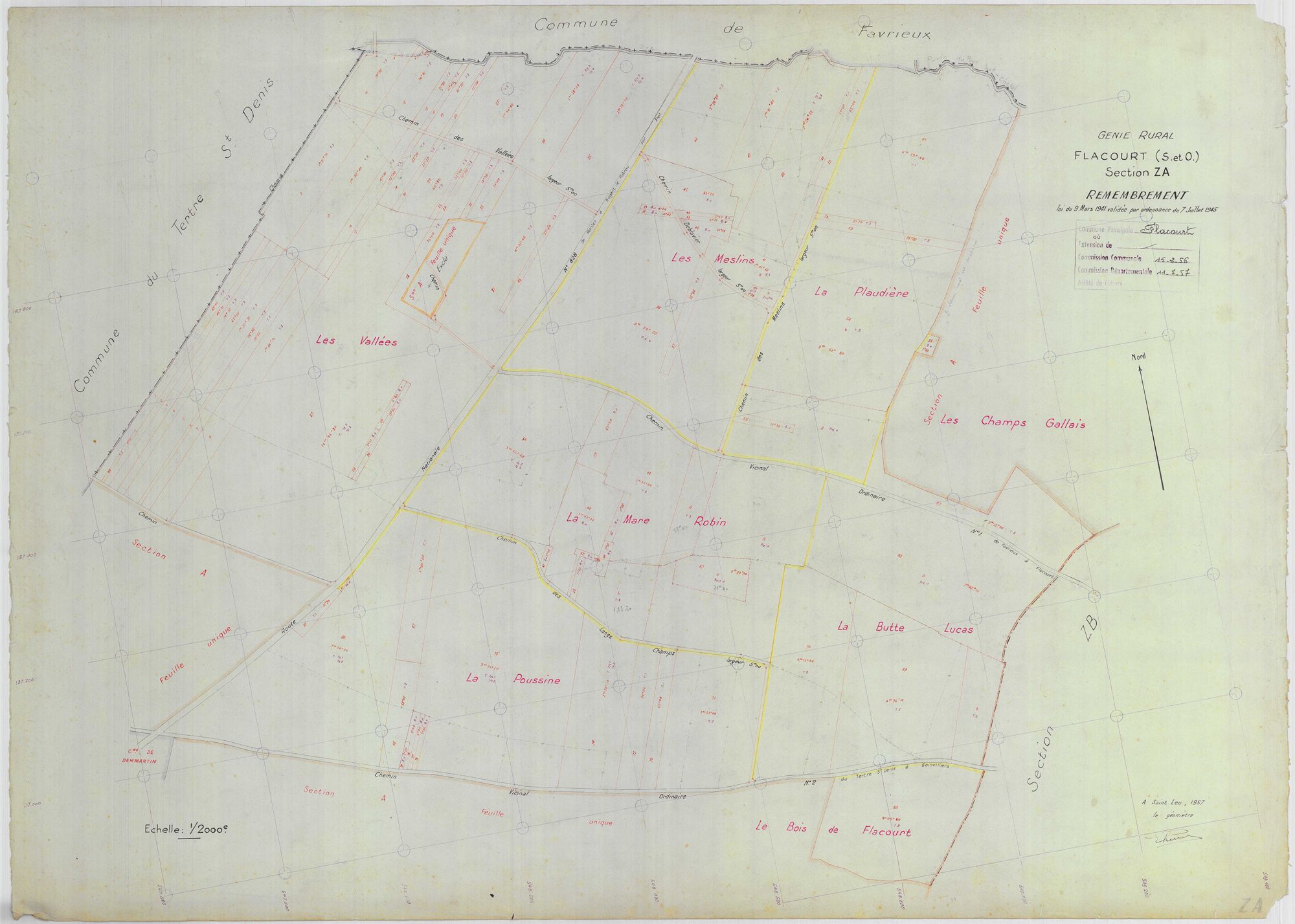 Flacourt - Plans du cadastre remembré