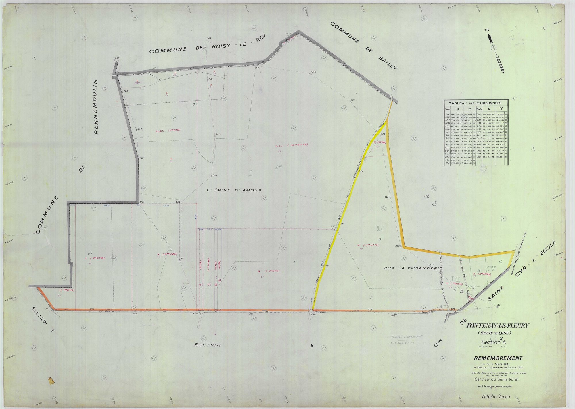 Fontenay-le-Fleury - Plans du cadastre remembré
