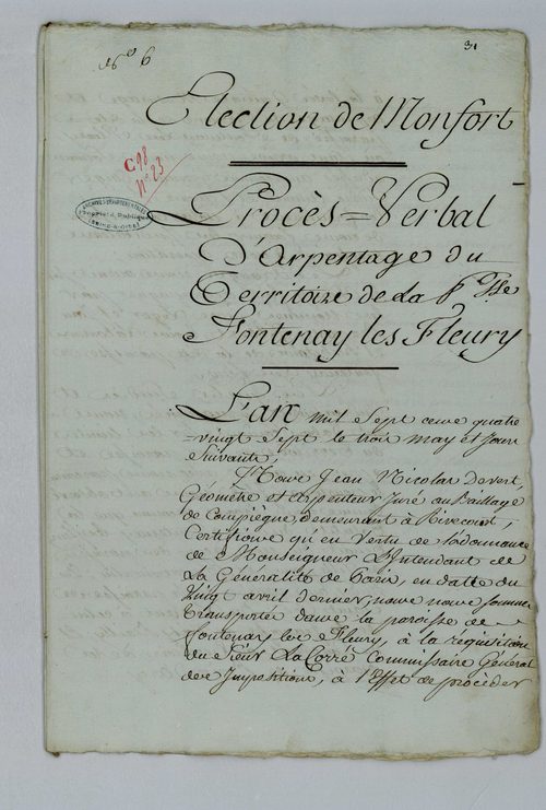 Fontenay-le-Fleury - Procès-verbal d'arpentage du territoire de la paroisse de Fontenay-le-Fleury