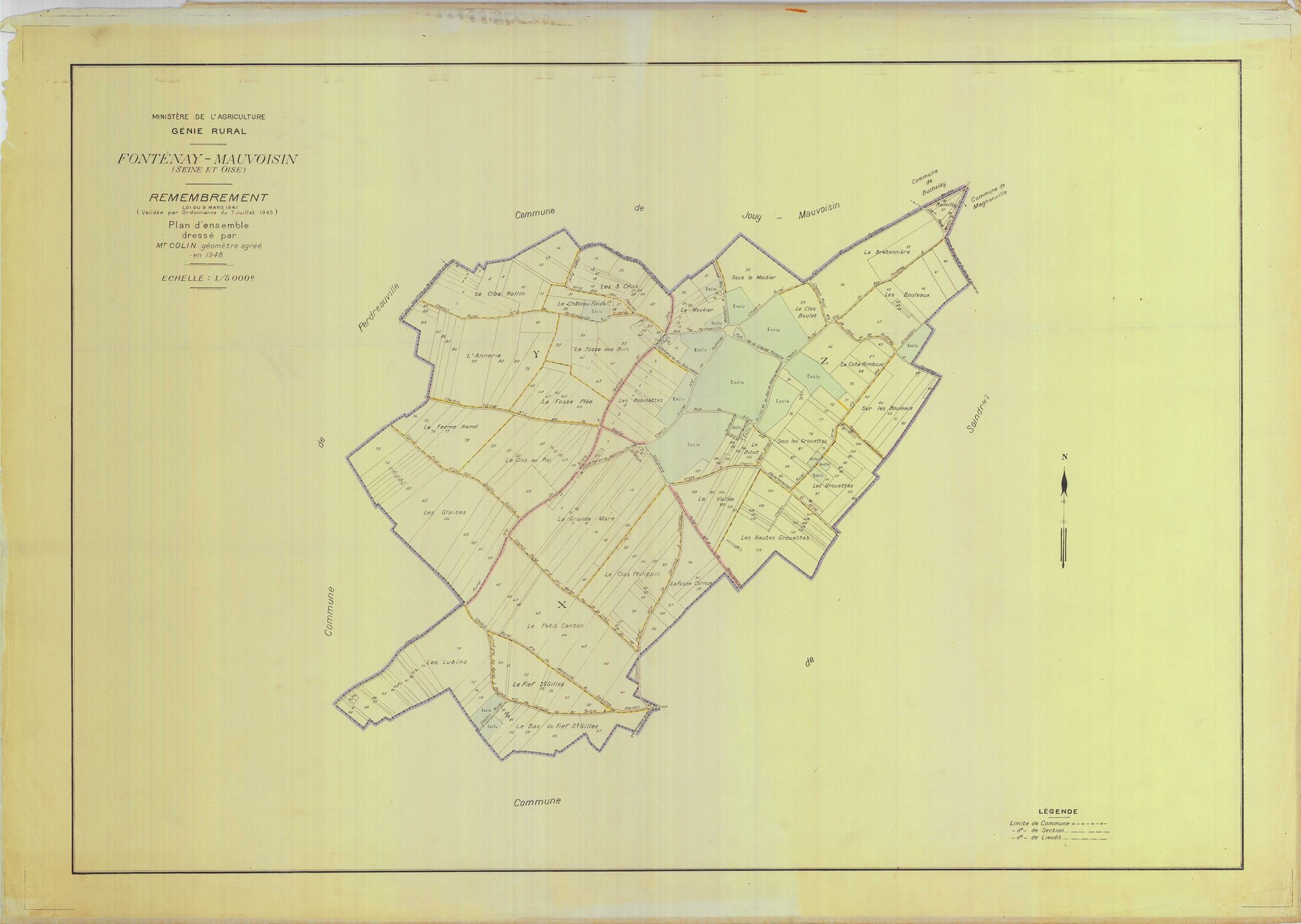 Fontenay-Mauvoisin - Plans du cadastre remembré