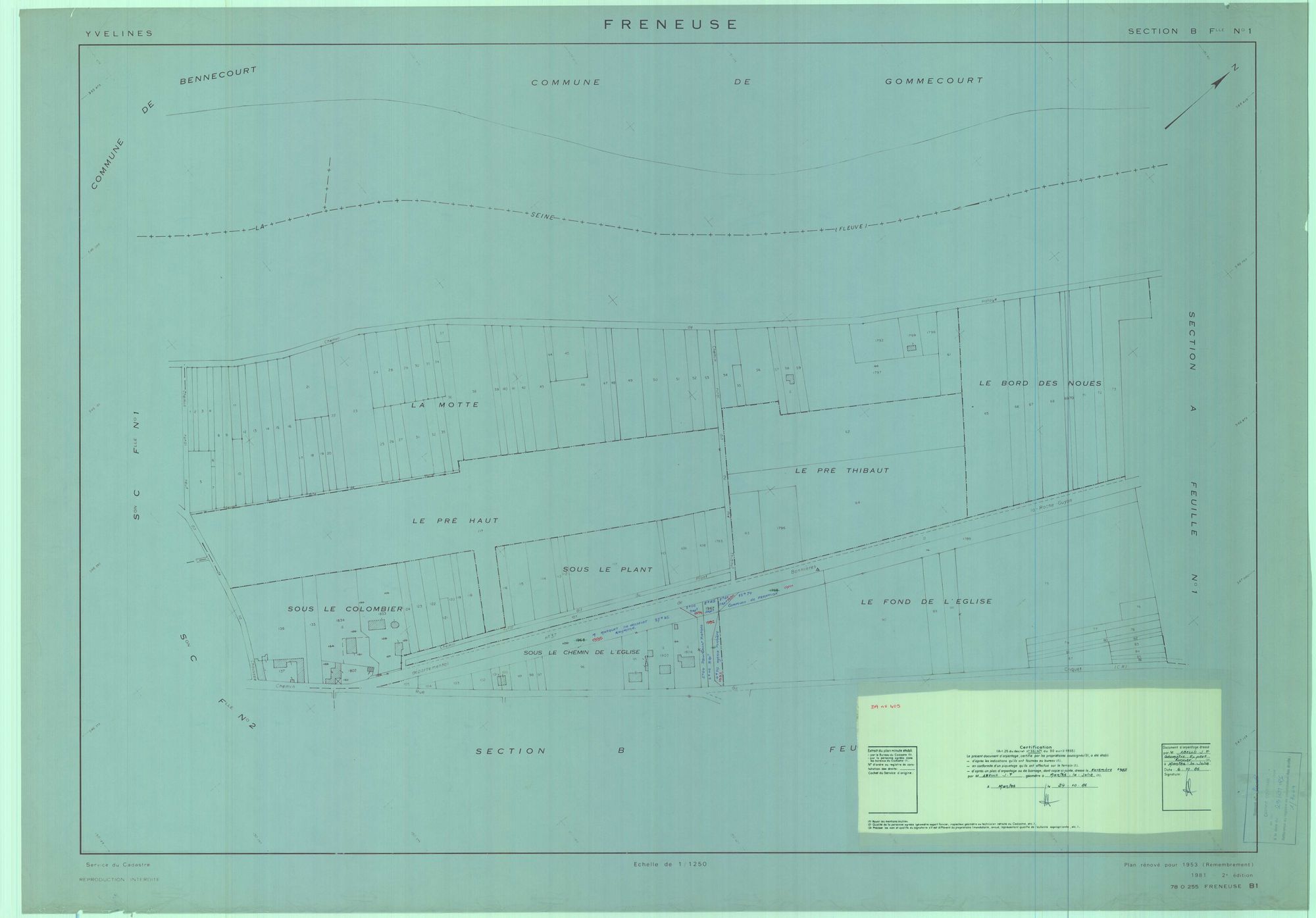 Freneuse - Plans du cadastre remembré