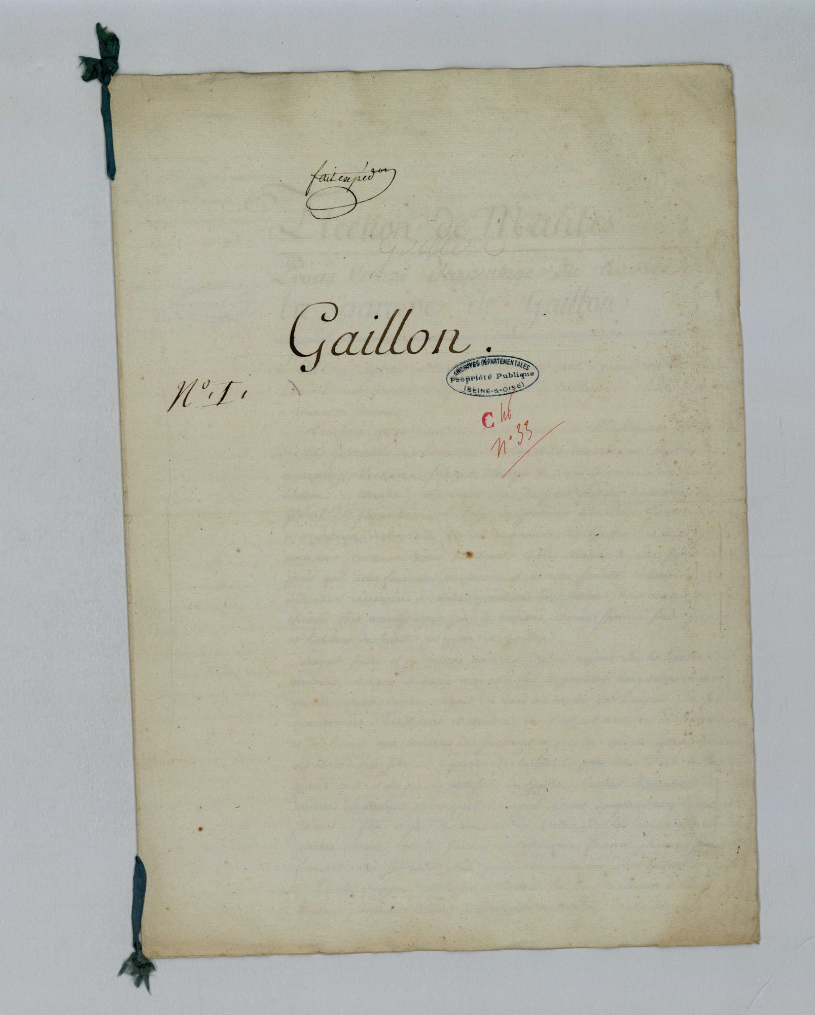 Gaillon-sur-Montcient - Procès-verbal d'arpentage du territoire de la paroisse de Gaillon-sur-Montcient