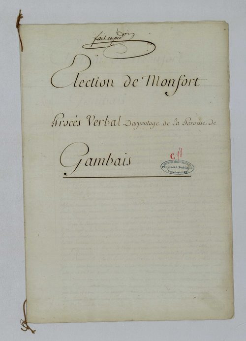 Gambais - Procès-verbal d'arpentage du territoire de la paroisse de Gambais