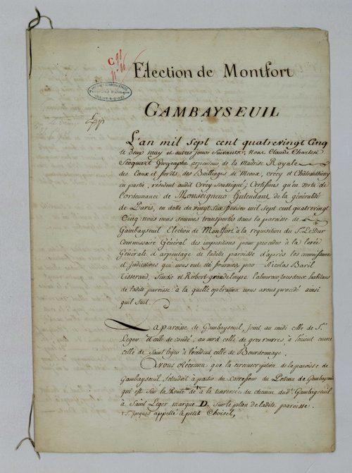 Gambaiseuil - Procès-verbal d'arpentage du territoire de la paroisse de Gambaiseuil