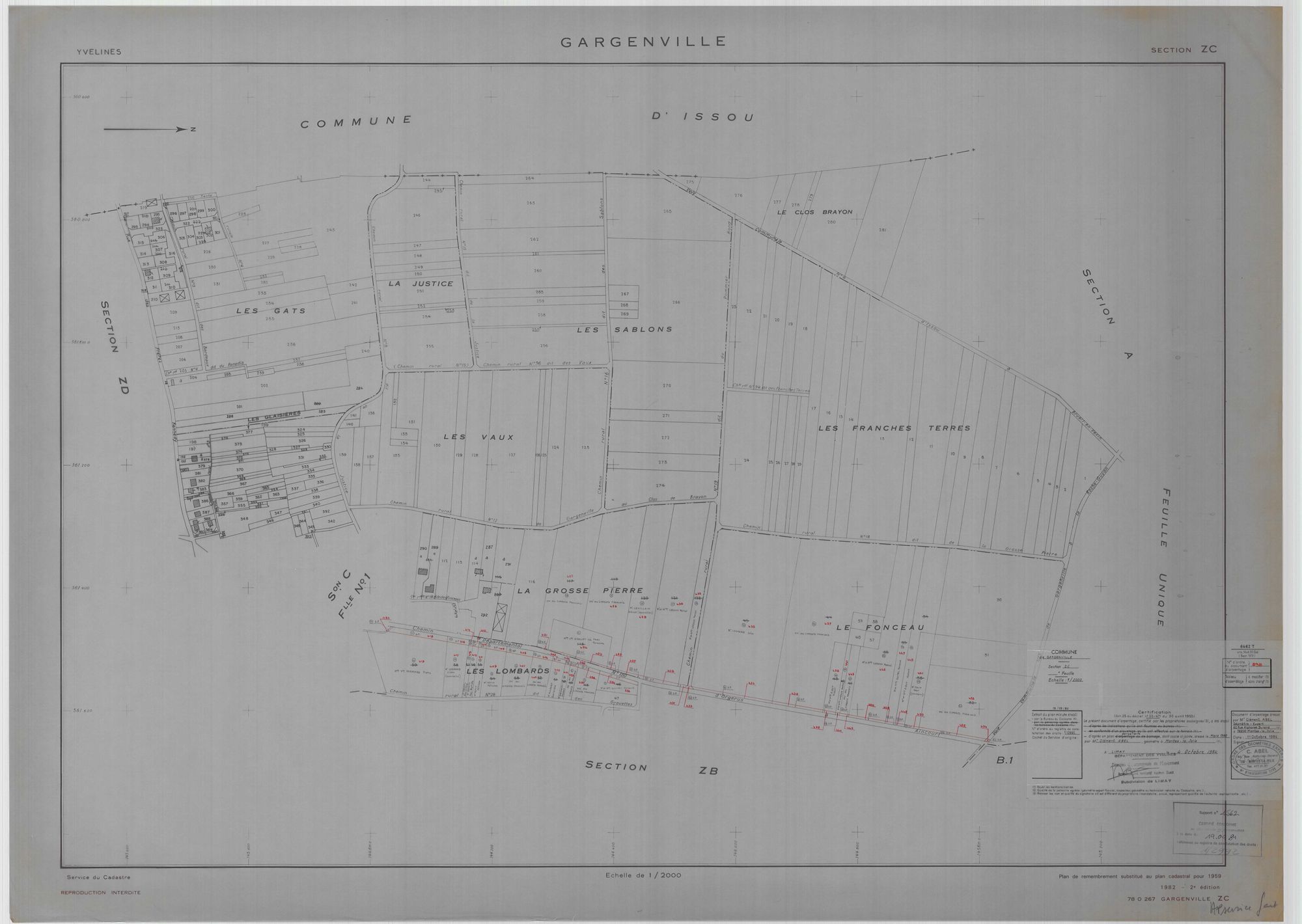 Gargenville - Plans du cadastre remembré
