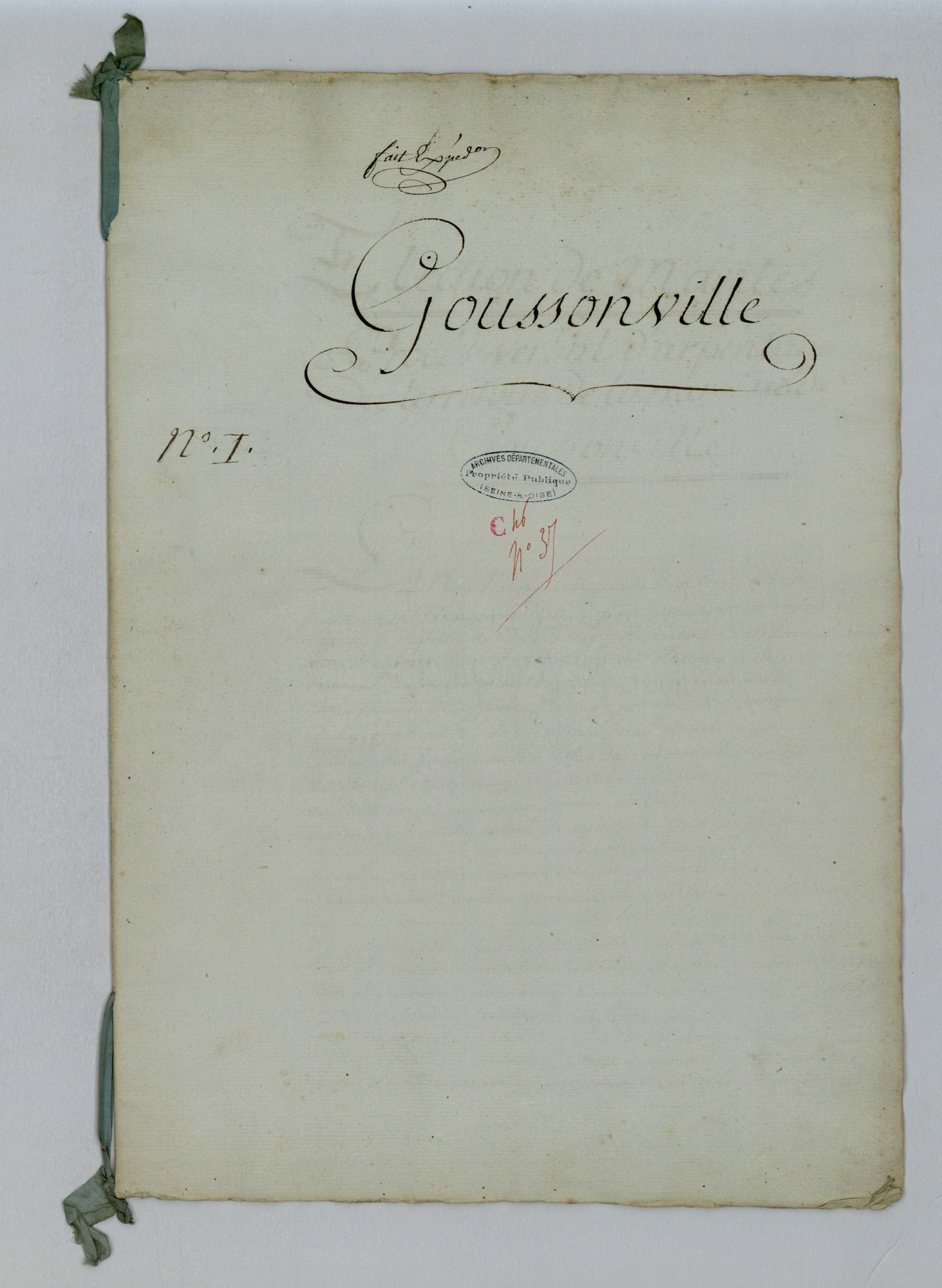 Goussonville - Procès-verbal d'arpentage du territoire de la paroisse de Goussonville