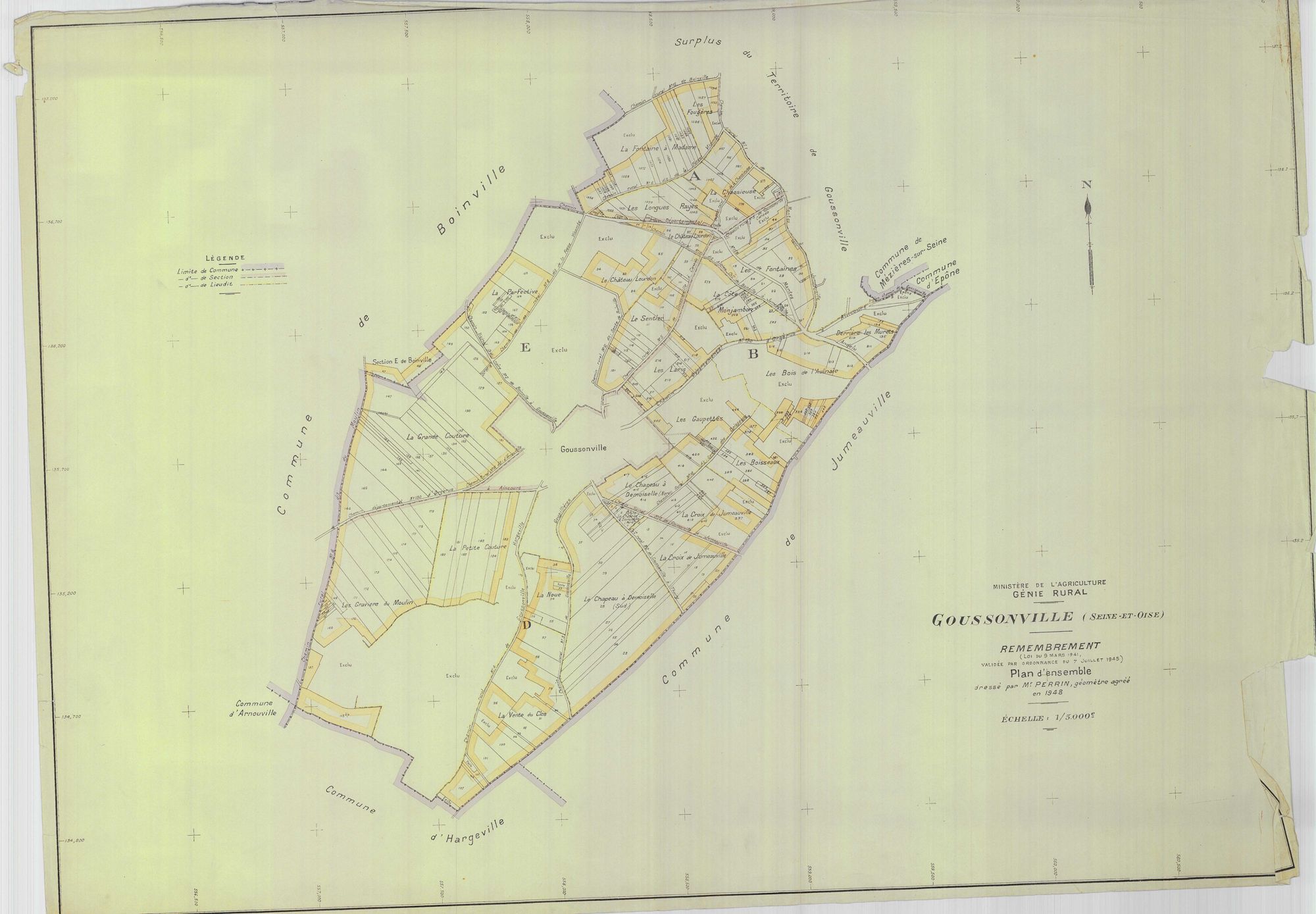 Goussonville - Plans du cadastre remembré