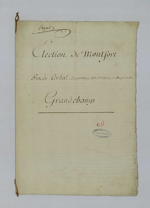 Grandchamp - Procès-verbal d'arpentage du territoire de la paroisse de Grandchamp
