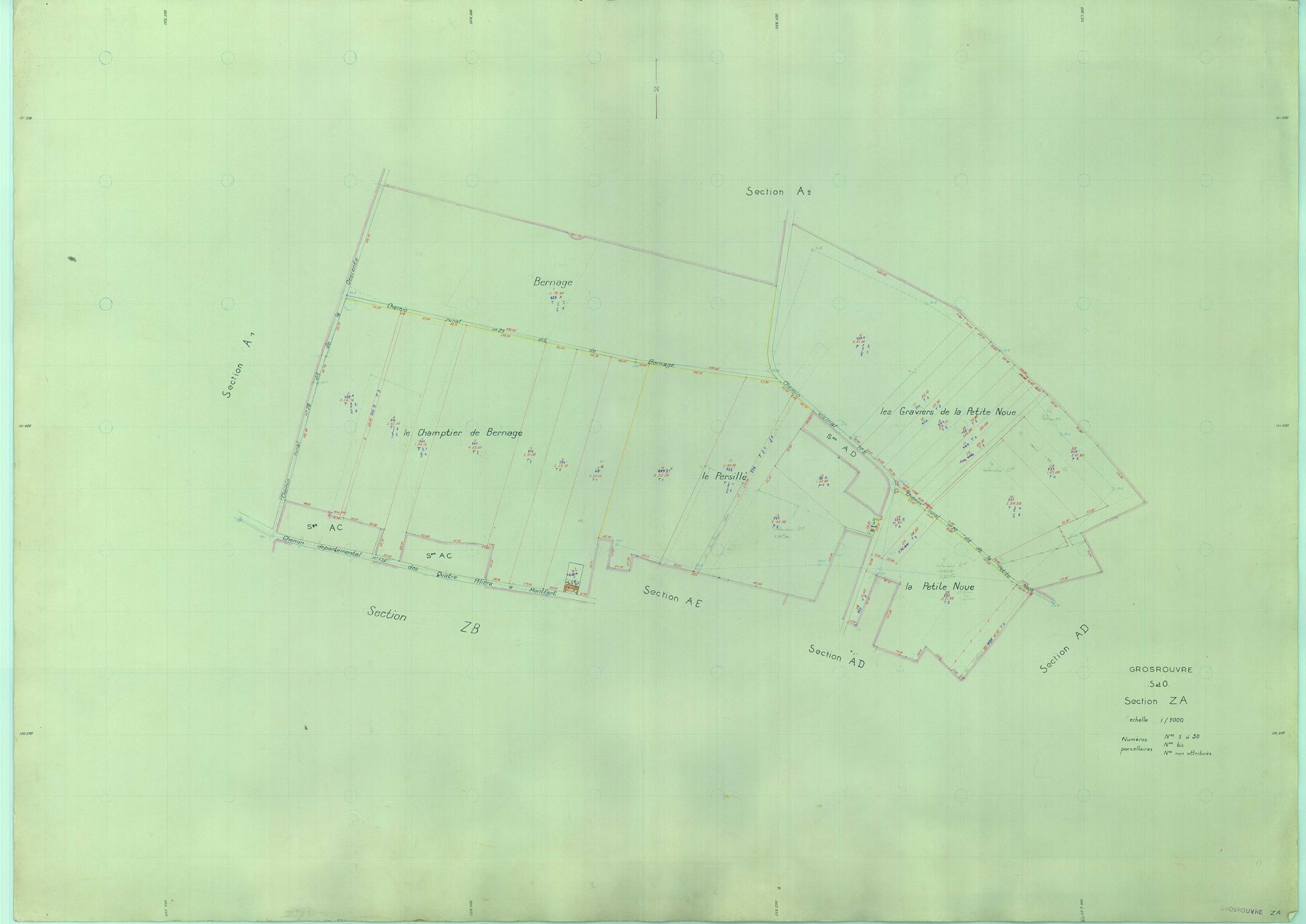 Grosrouvre - Plans du cadastre remembré