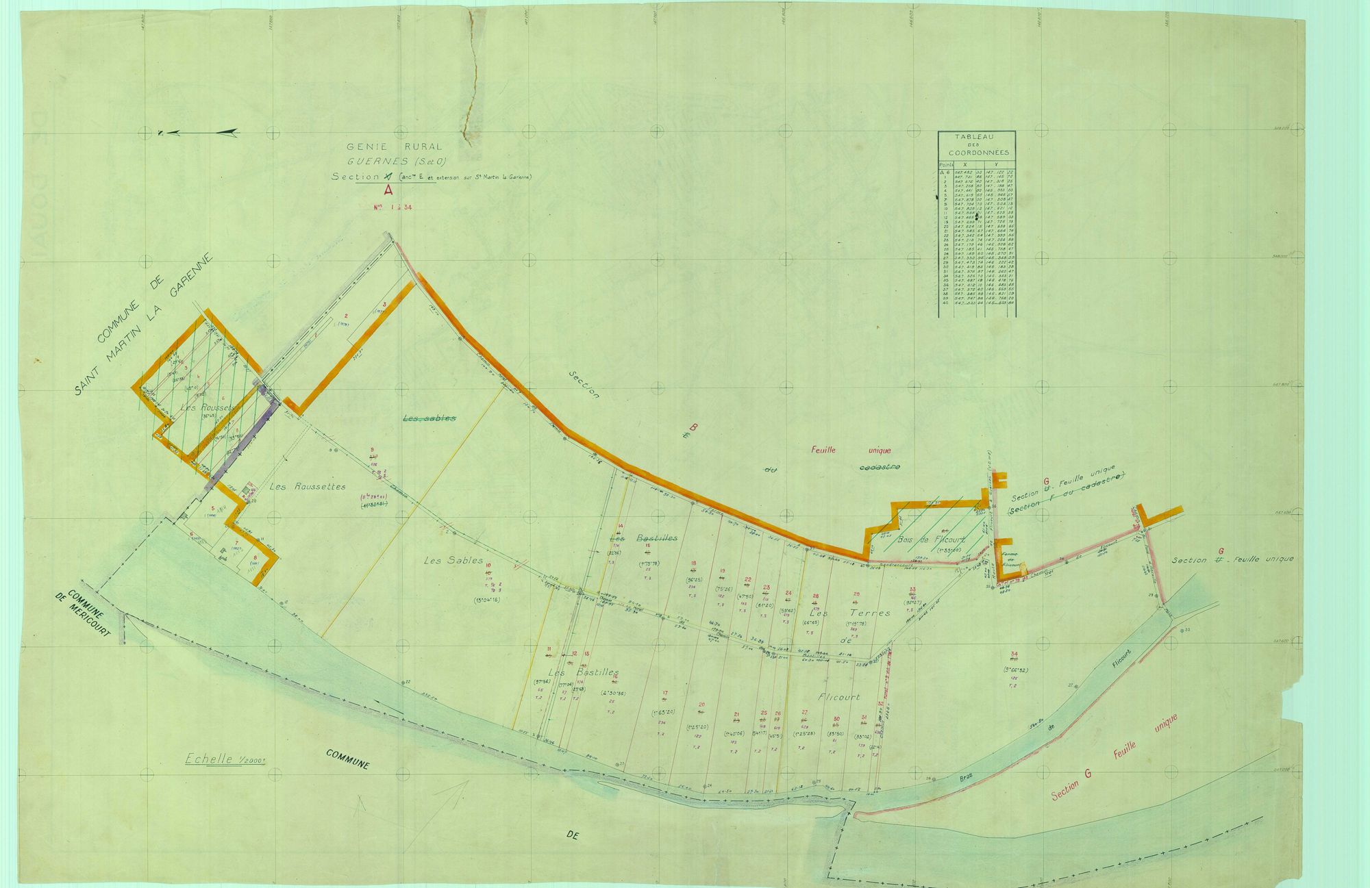 Guernes - Plans du cadastre remembré
