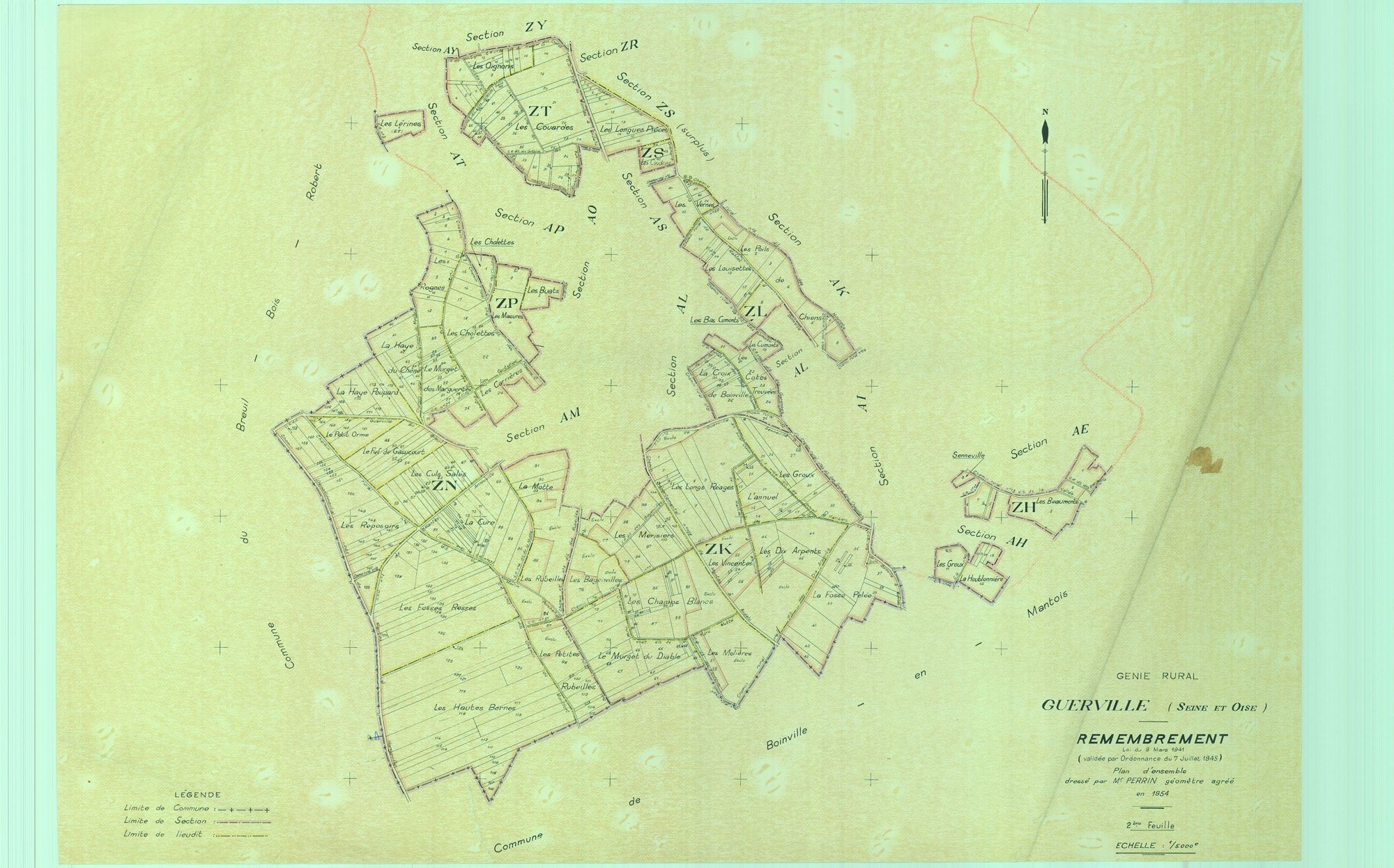 Guerville - Plans du cadastre remembré