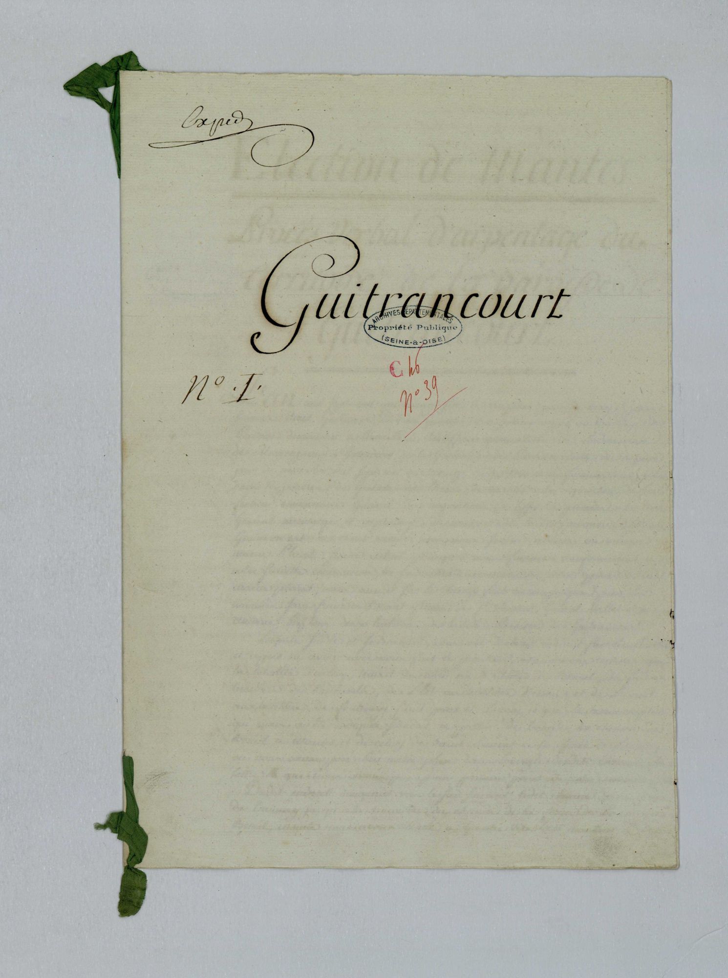 Guitrancourt - Procès-verbal d'arpentage du territoire de la paroisse de Guitrancourt