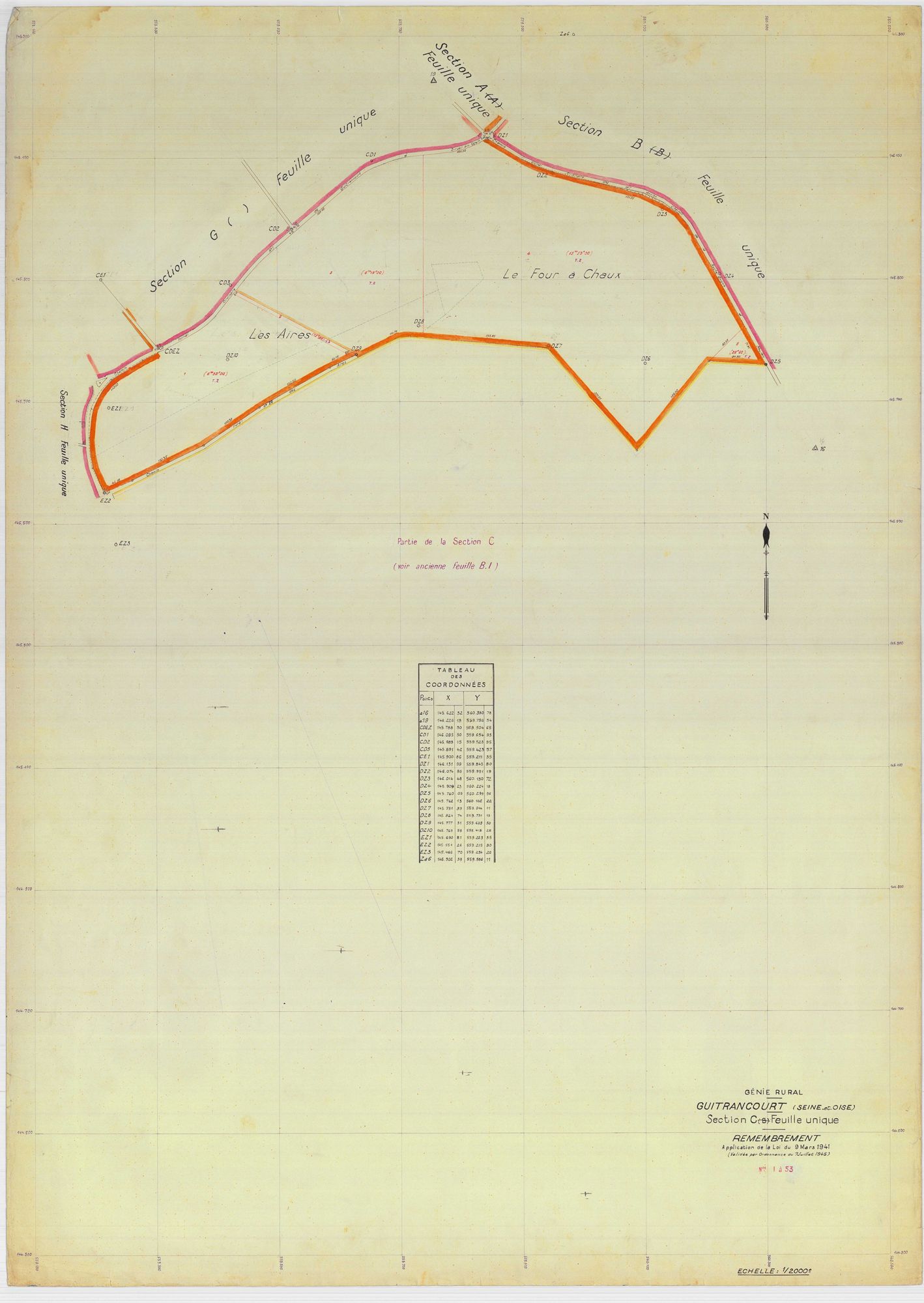 Guitrancourt - Plans du cadastre remembré