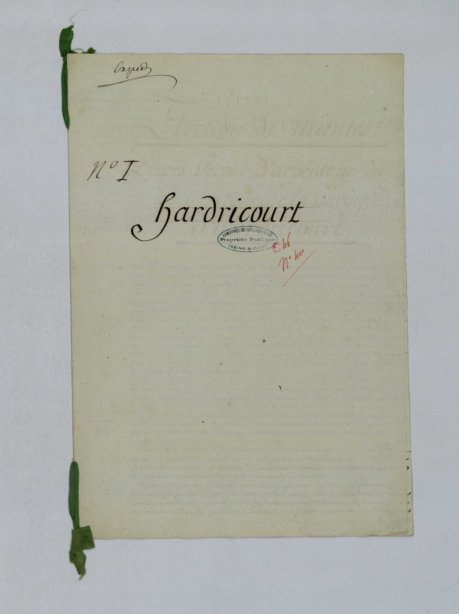 Hardricourt - Procès-verbal d'arpentage du territoire de la paroisse de Hardricourt