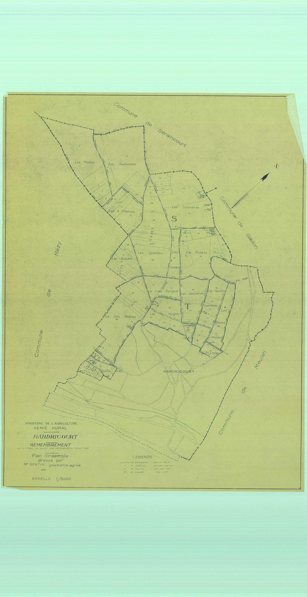 Hardricourt - Plans du cadastre remembré
