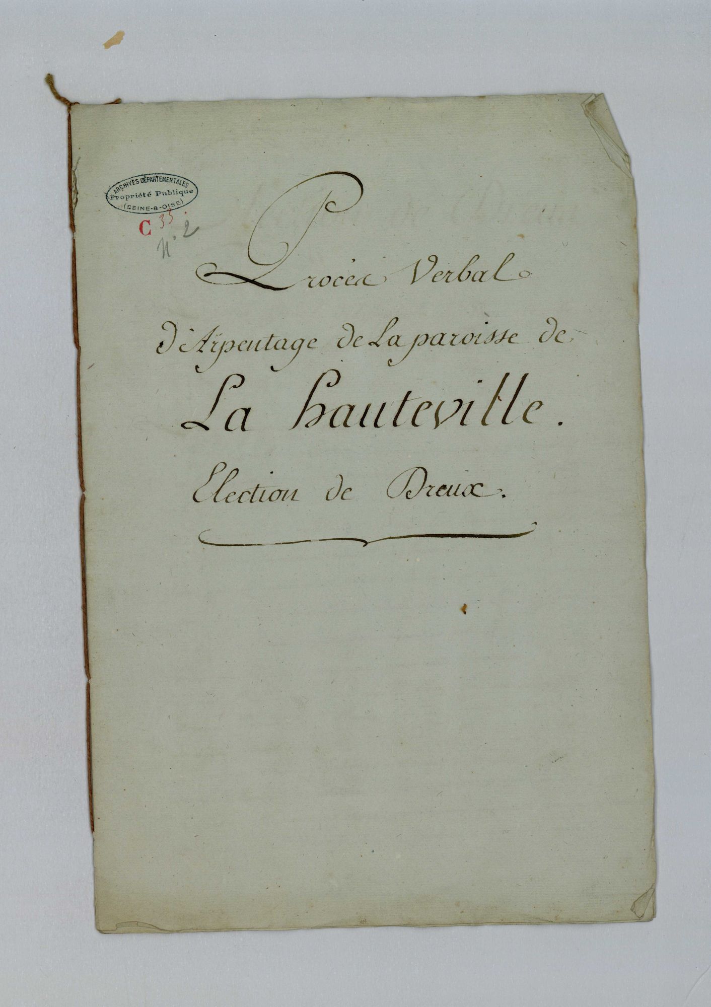 La Hauteville - Procès-verbal d'arpentage du territoire de la paroisse de La Hauteville