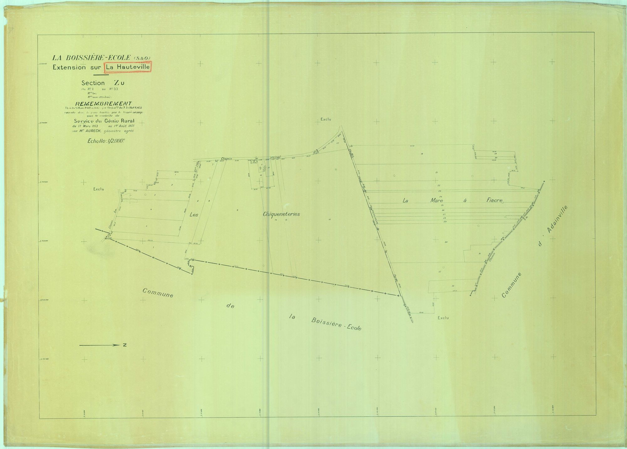 La Hauteville - Plans du cadastre remembré