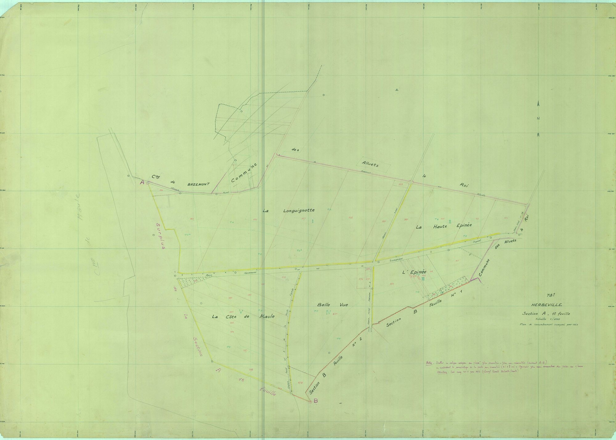 Herbeville - Plans du cadastre remembré