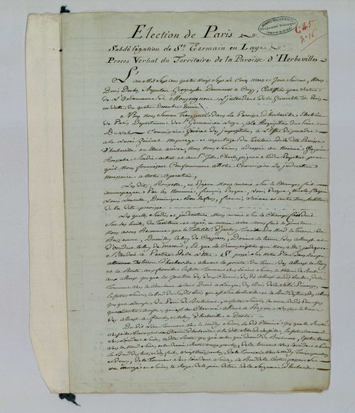 Herbeville - Procès-verbal d'arpentage du territoire de la paroisse de Herbeville