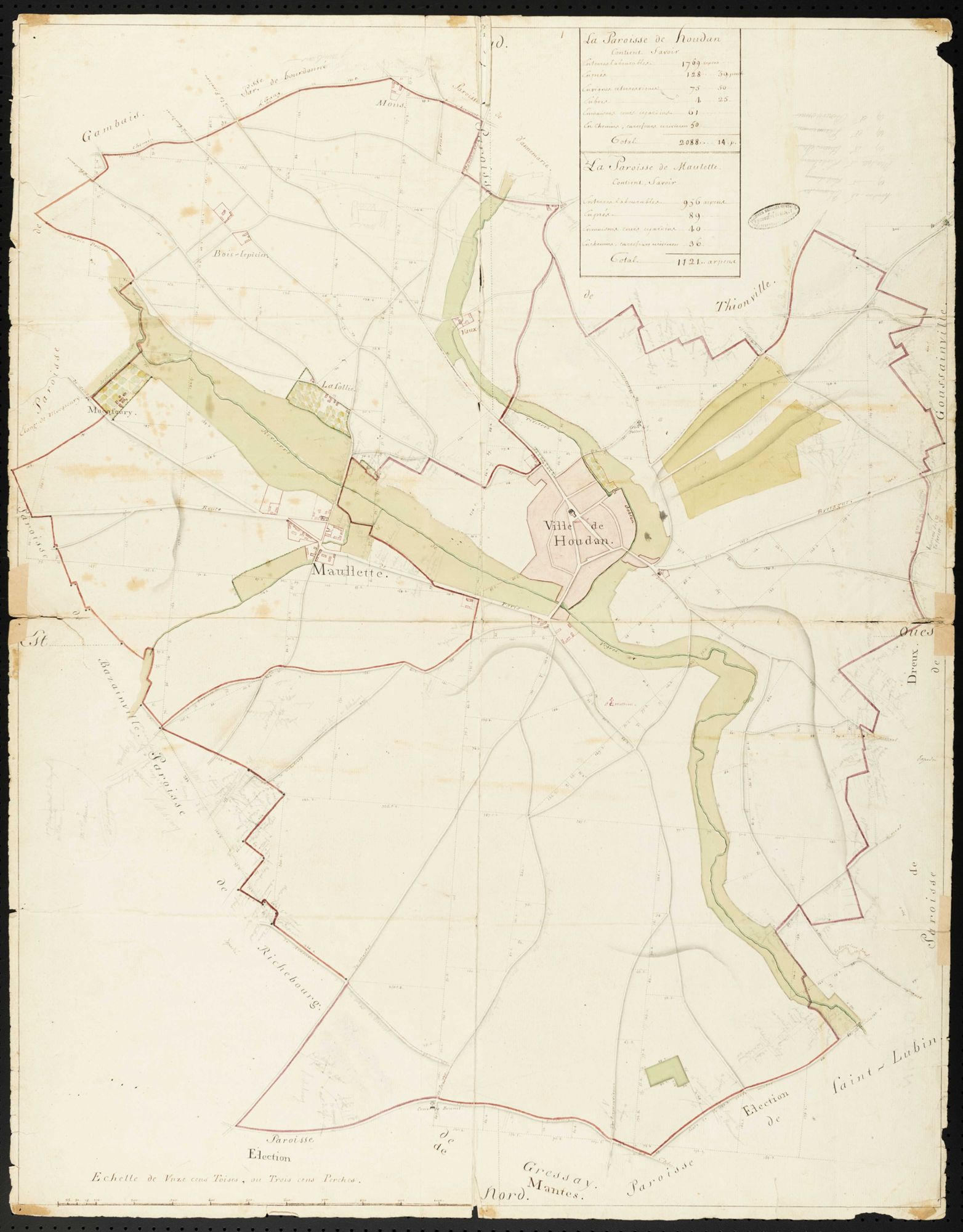 Houdan - Plan d'intendance de la paroisse de Houdan