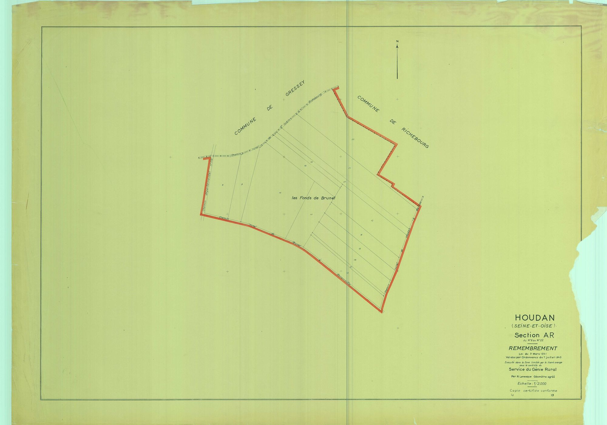 Houdan - Plans du cadastre remembré