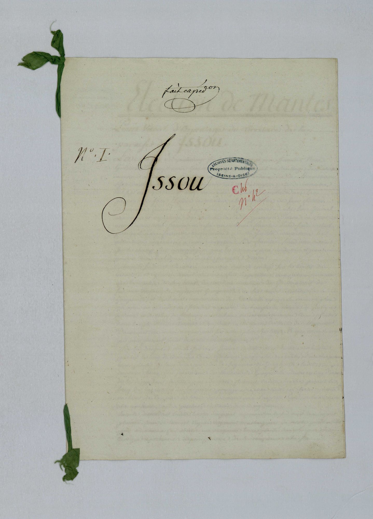 Issou - Procès-verbal d'arpentage du territoire de la paroisse de Issou