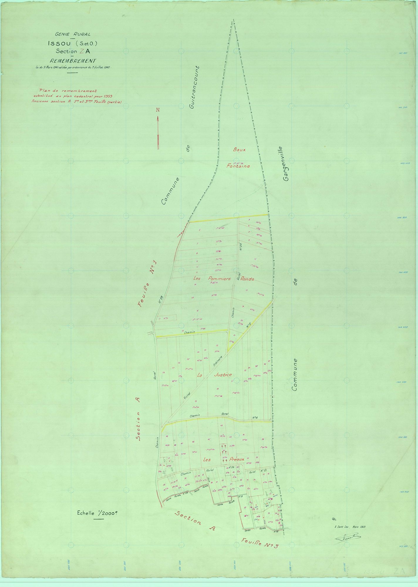 Issou - Plans du cadastre remembré