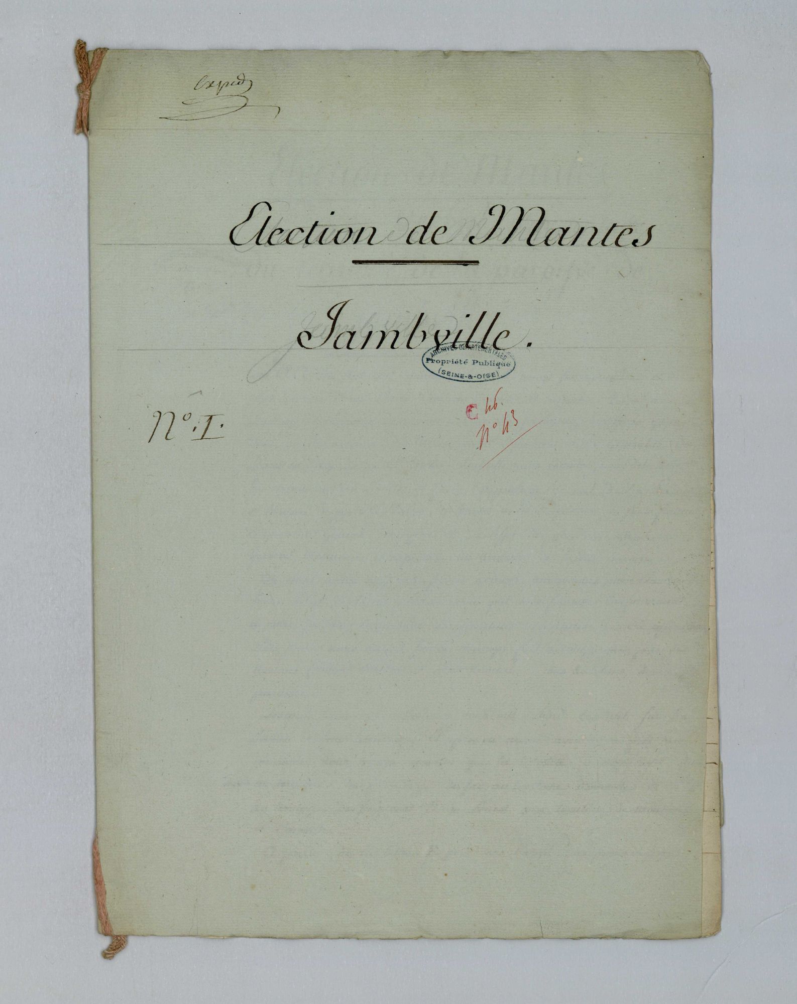 Jambville - Procès-verbal d'arpentage du territoire de la paroisse de Jambville