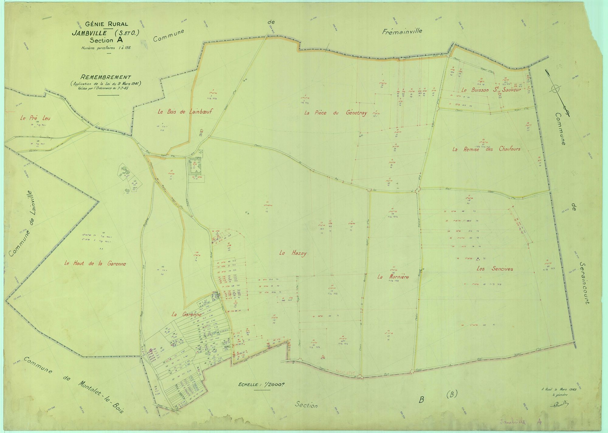 Jambville - Plans du cadastre remembré