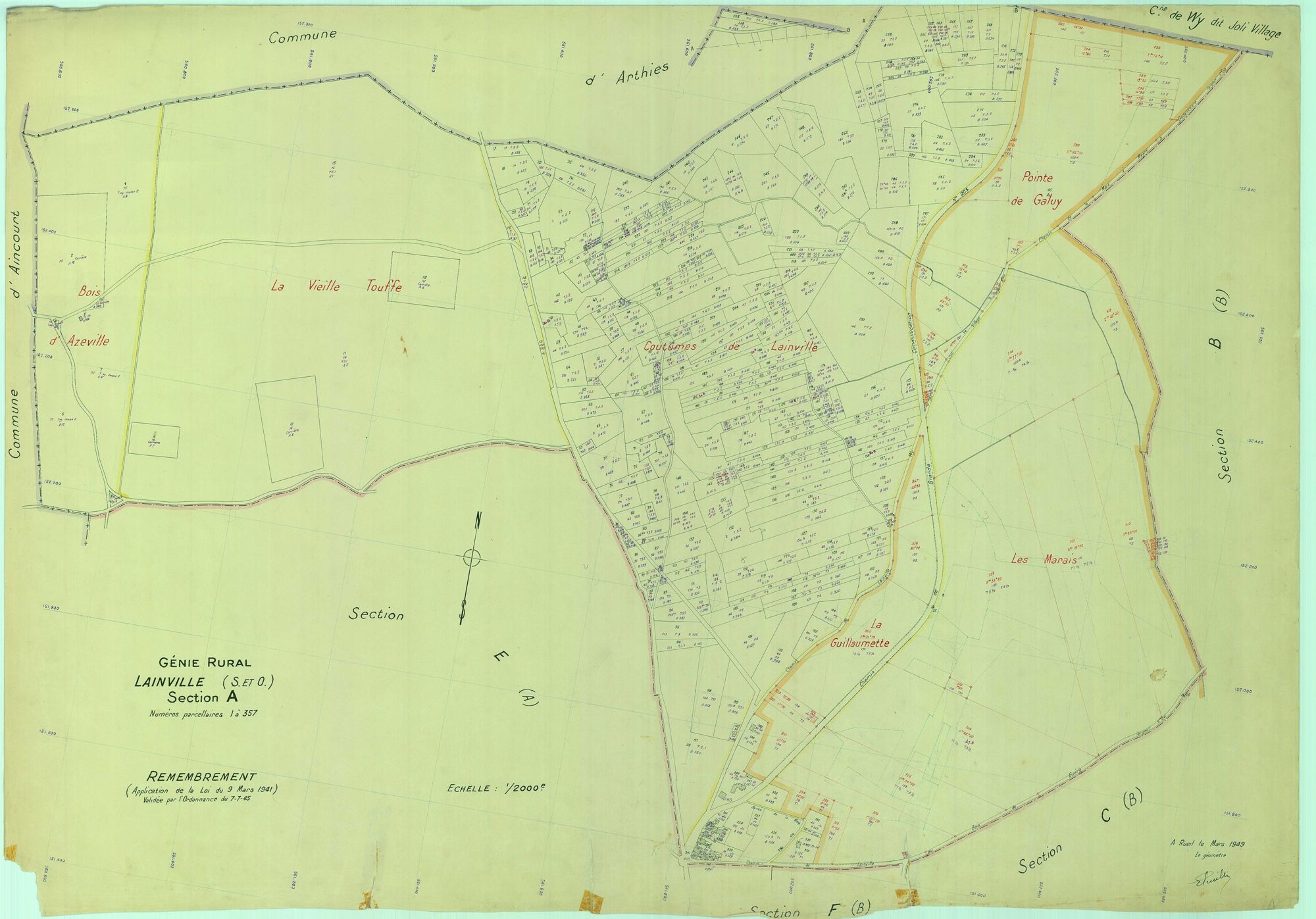 Lainville-en-Vexin - Plans du cadastre remembré