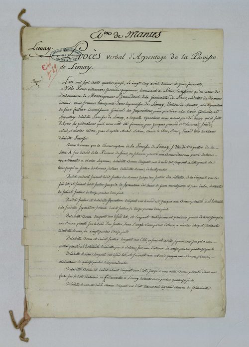 Limay - Procès-verbal d'arpentage du territoire de la paroisse de Limay