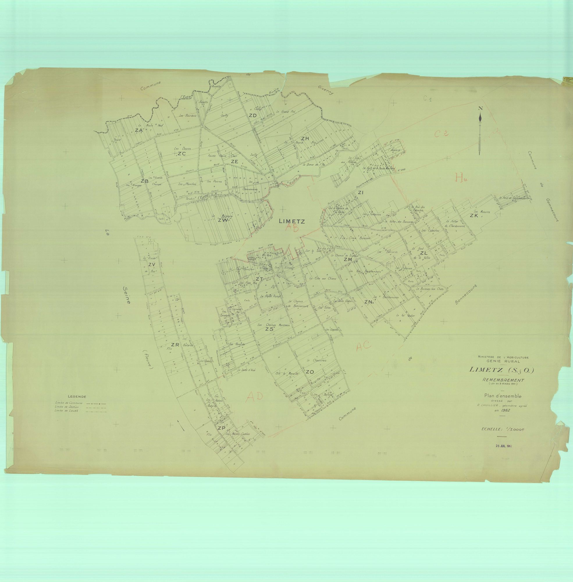 Limetz-Villez - Plans du cadastre remembré