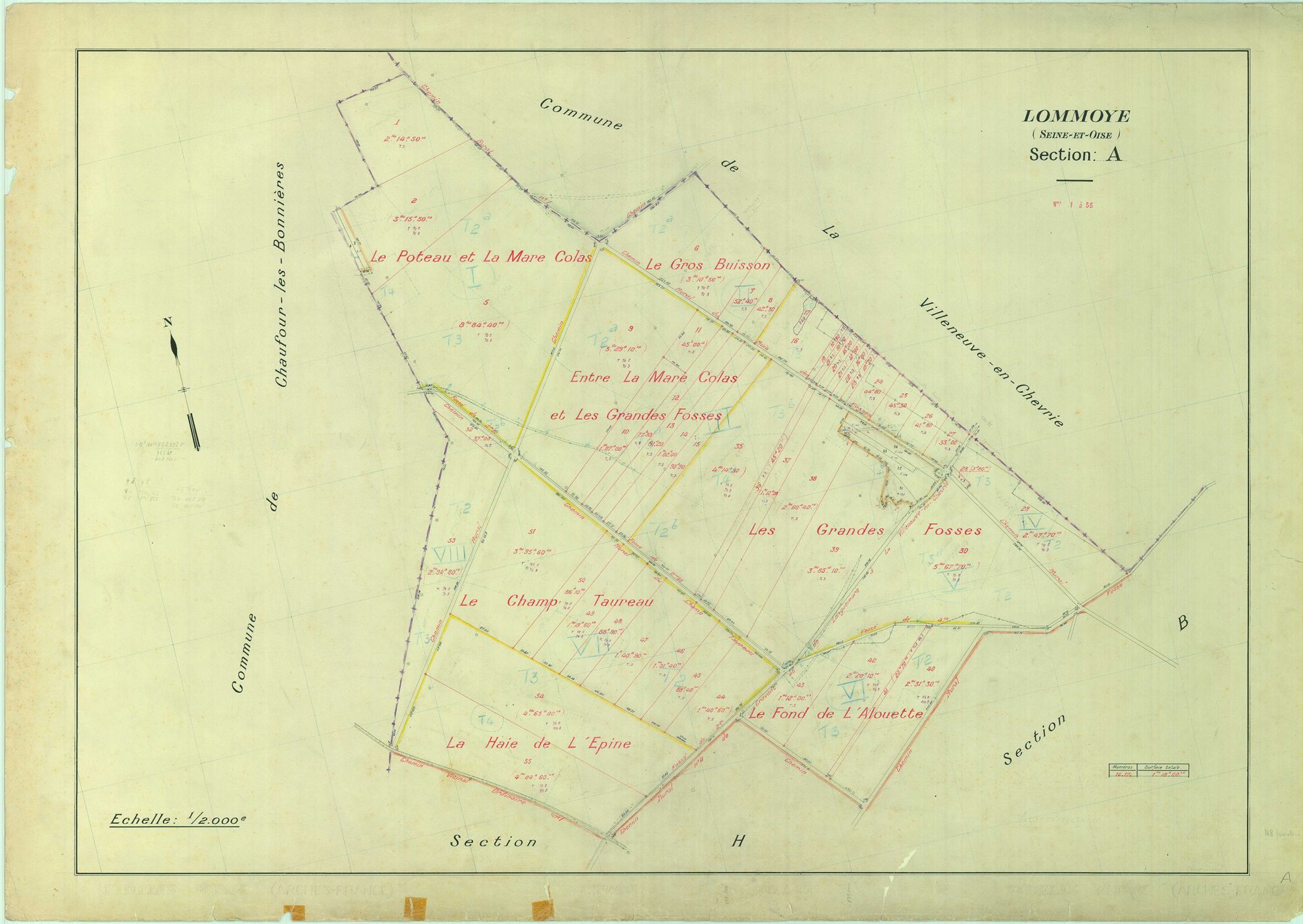 Lommoye - Plans du cadastre remembré