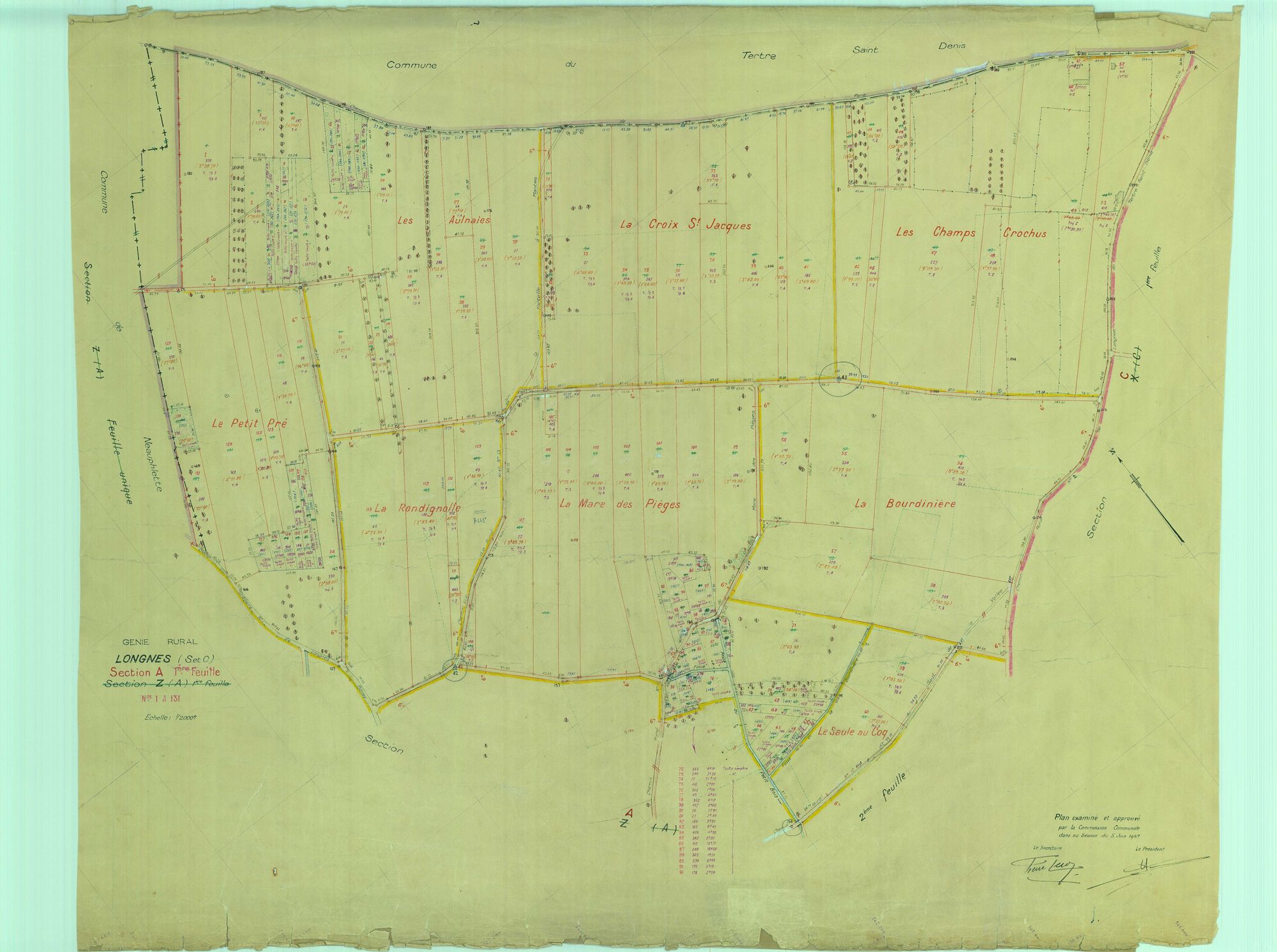 Longnes - Plans du cadastre remembré