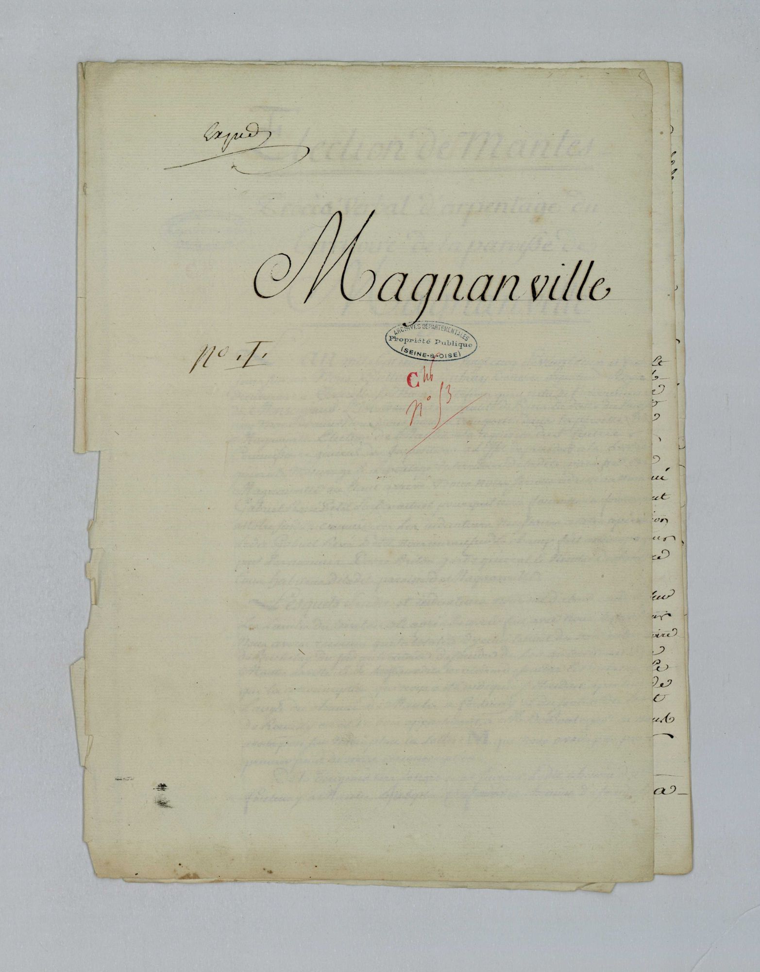 Magnanville - Procès-verbal d'arpentage du territoire de la paroisse de Magnanville