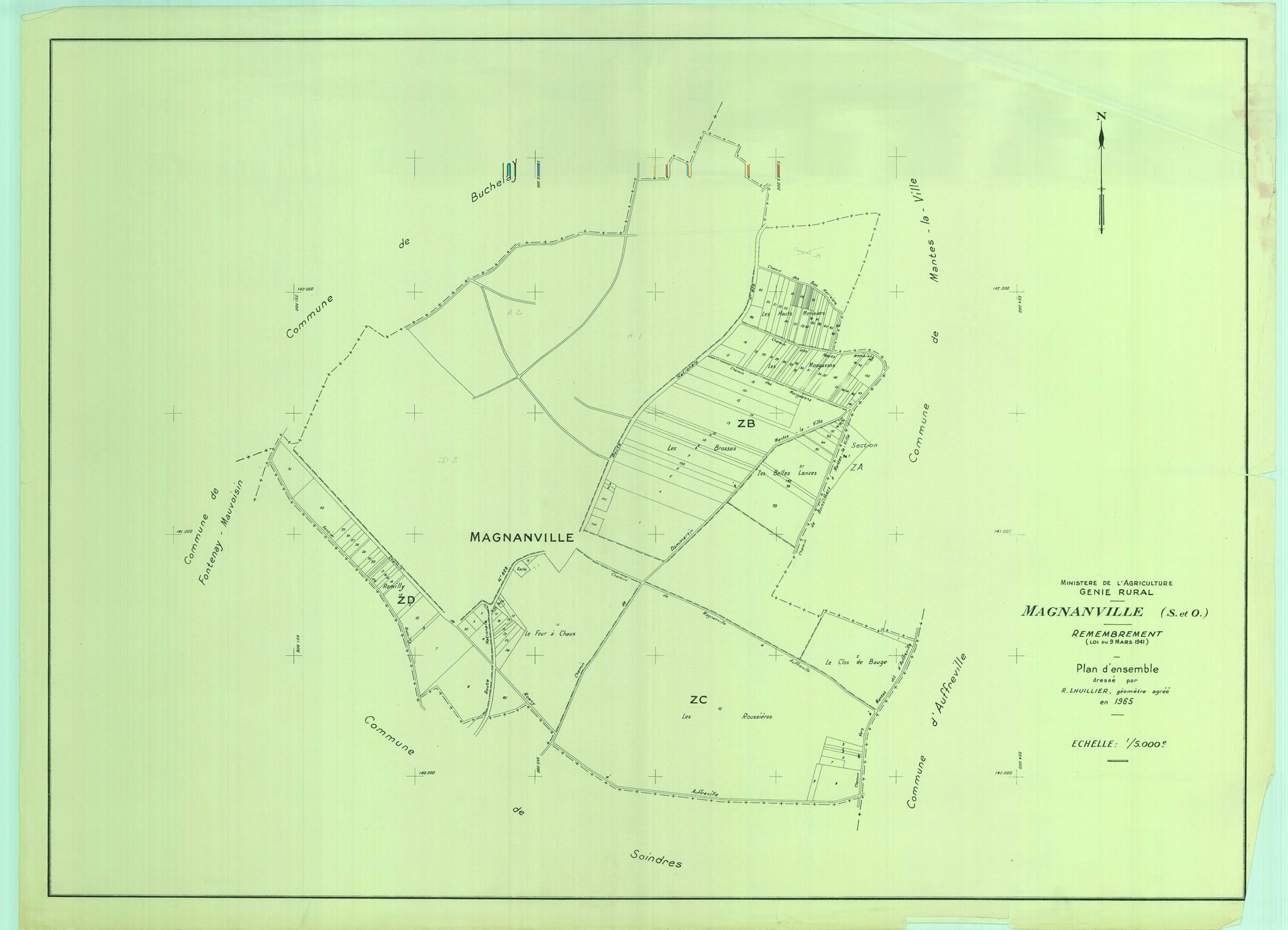 Magnanville - Plans du cadastre remembré