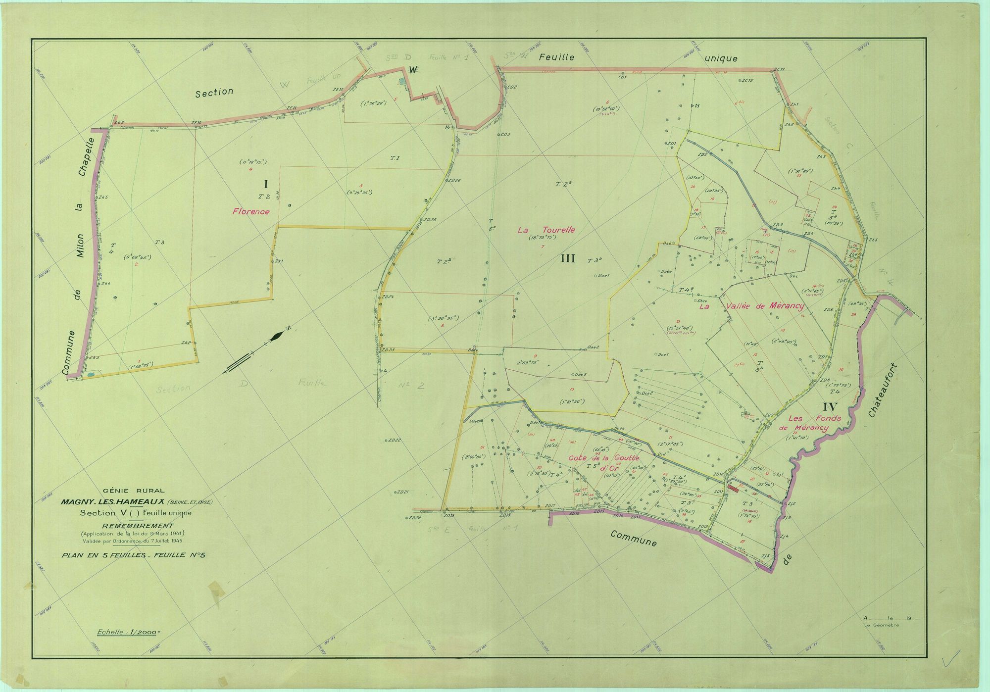 Magny-les-Hameaux - Plans du cadastre remembré