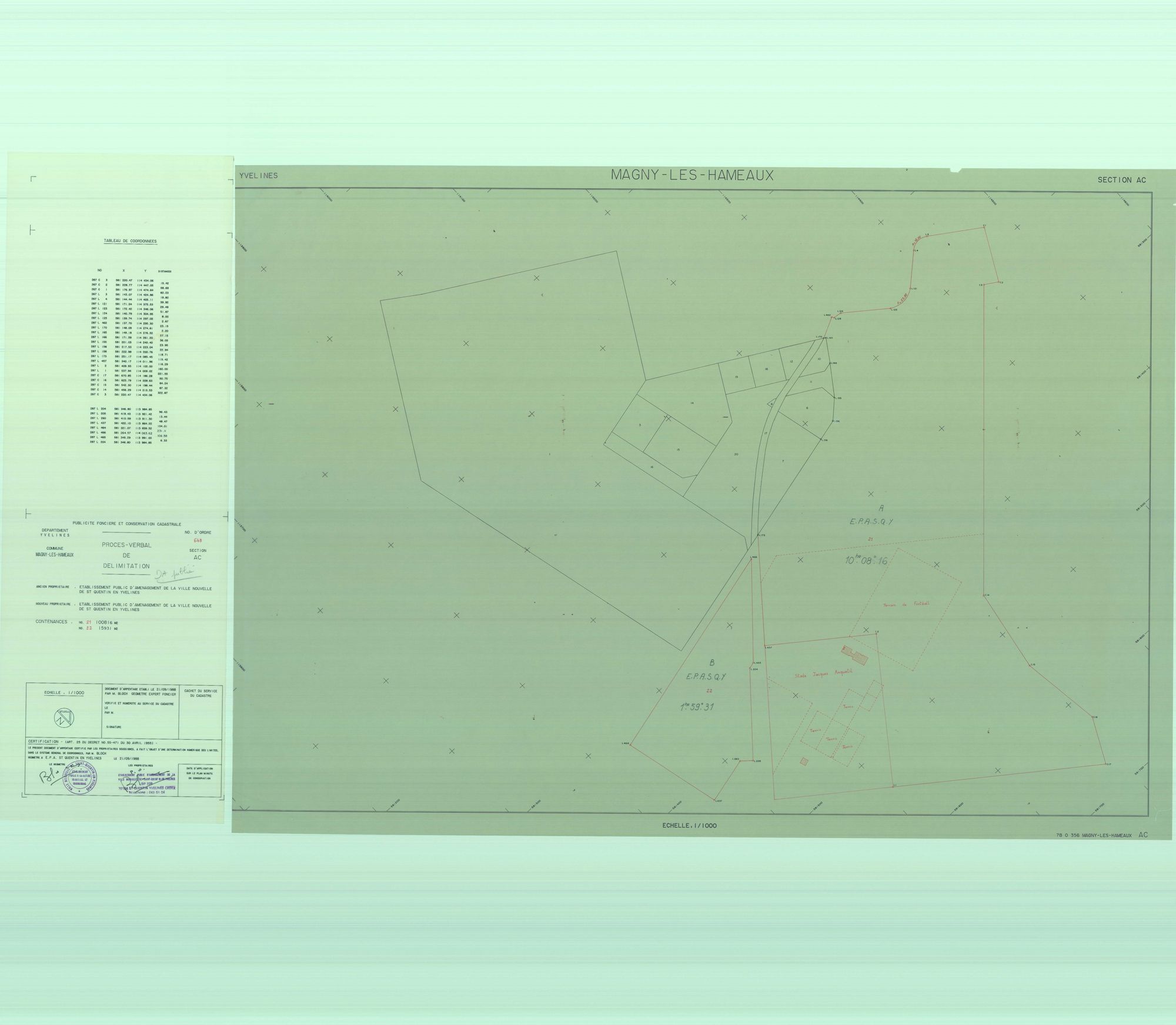 Magny-les-Hameaux - Plans du cadastre remembré