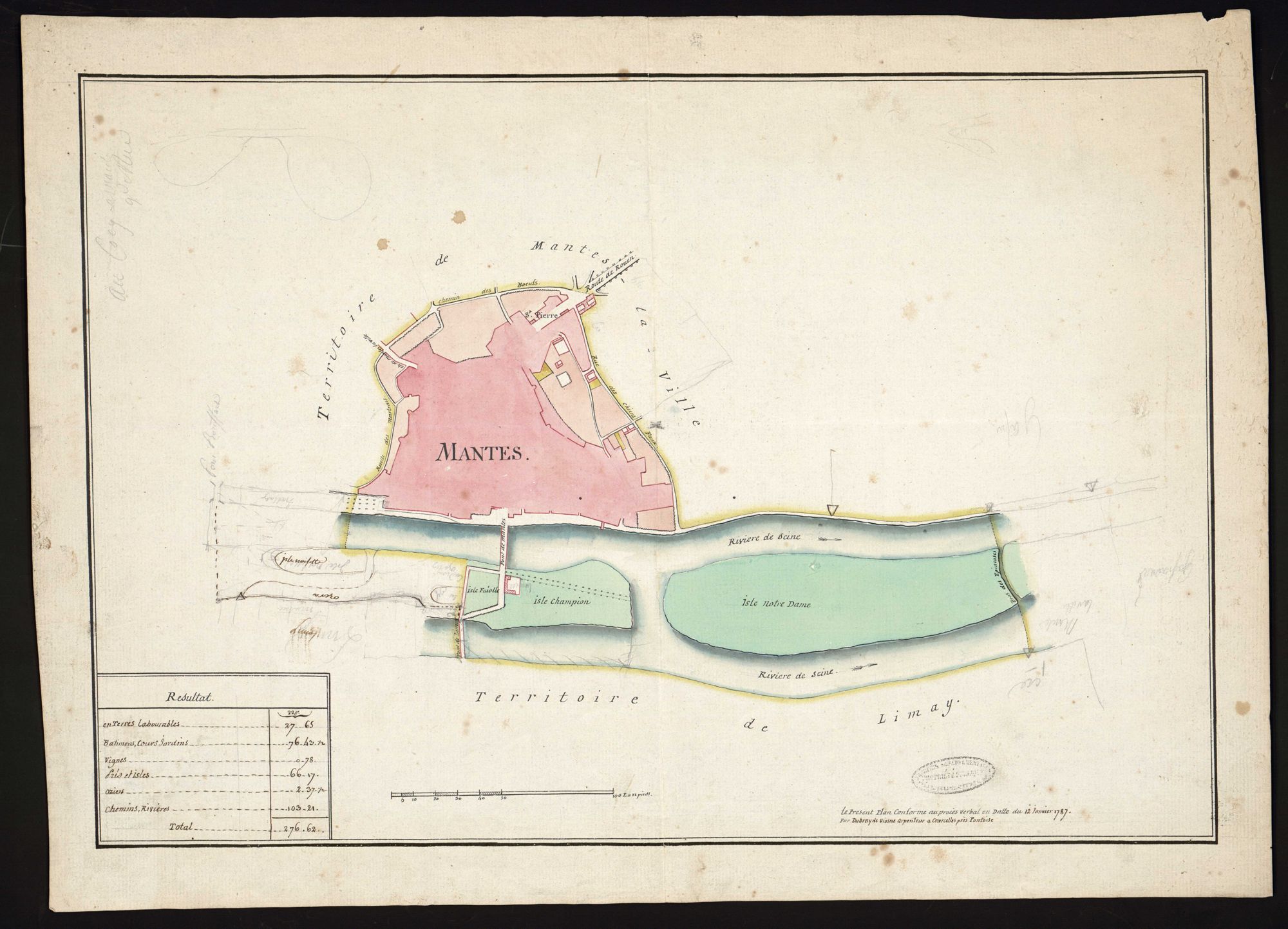 Mantes-la-Jolie - Plan d'intendance de la paroisse de Mantes-la-Jolie