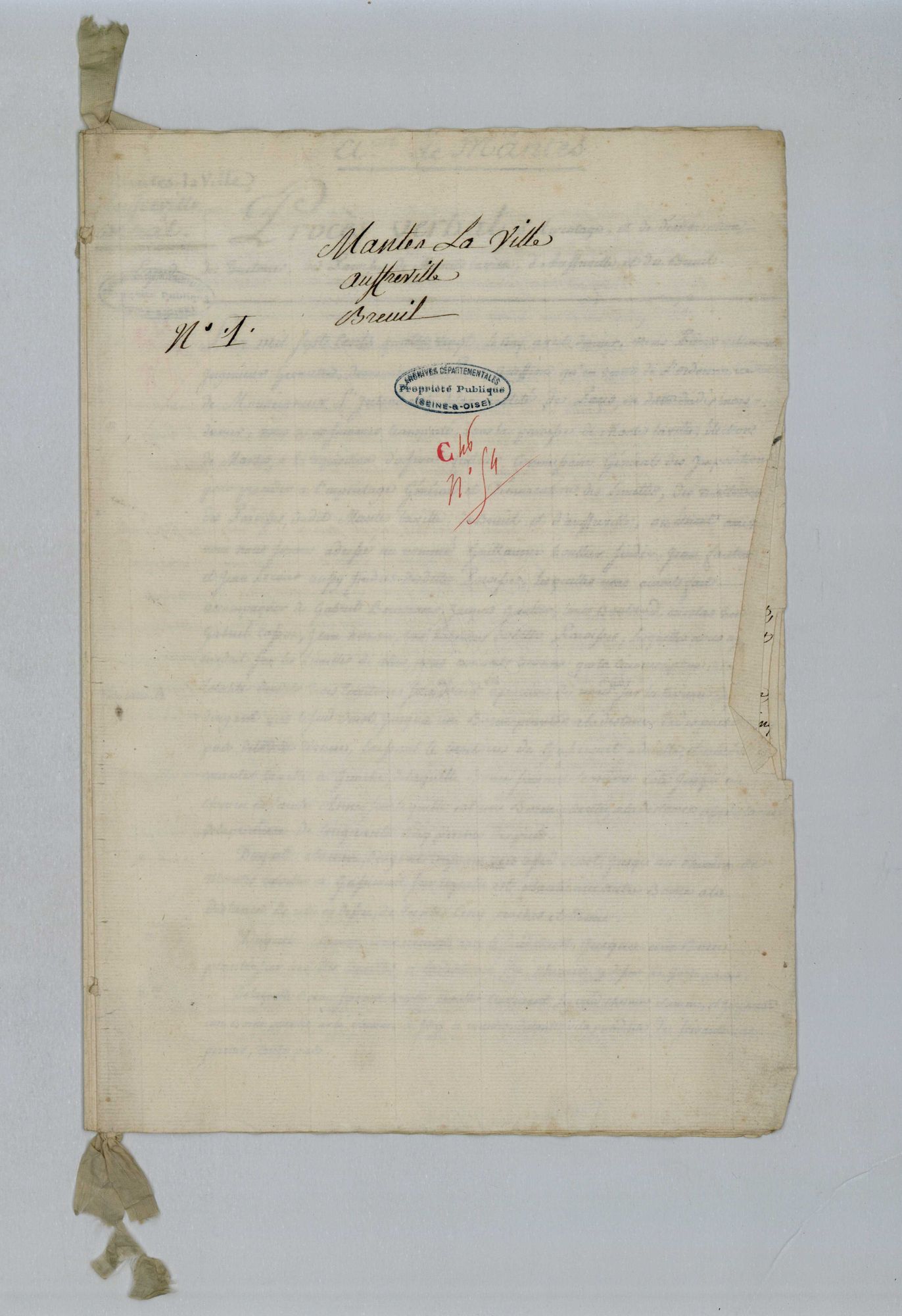 Mantes-la-Ville - Procès-verbal d'arpentage du territoire de la paroisse de Mantes-la-Ville