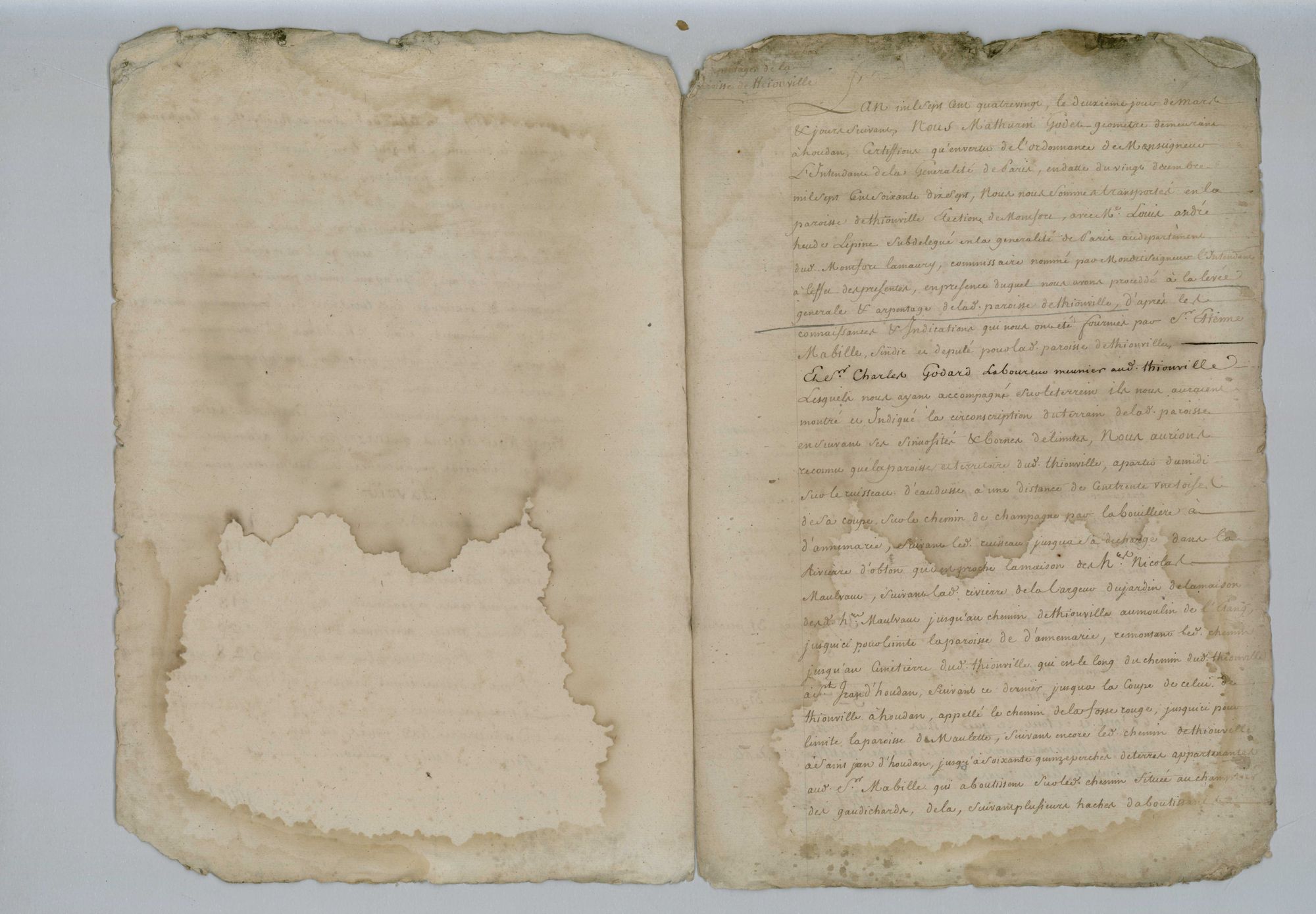 Maulette - Procès-verbal d'arpentage du territoire de la paroisse de Maulette
